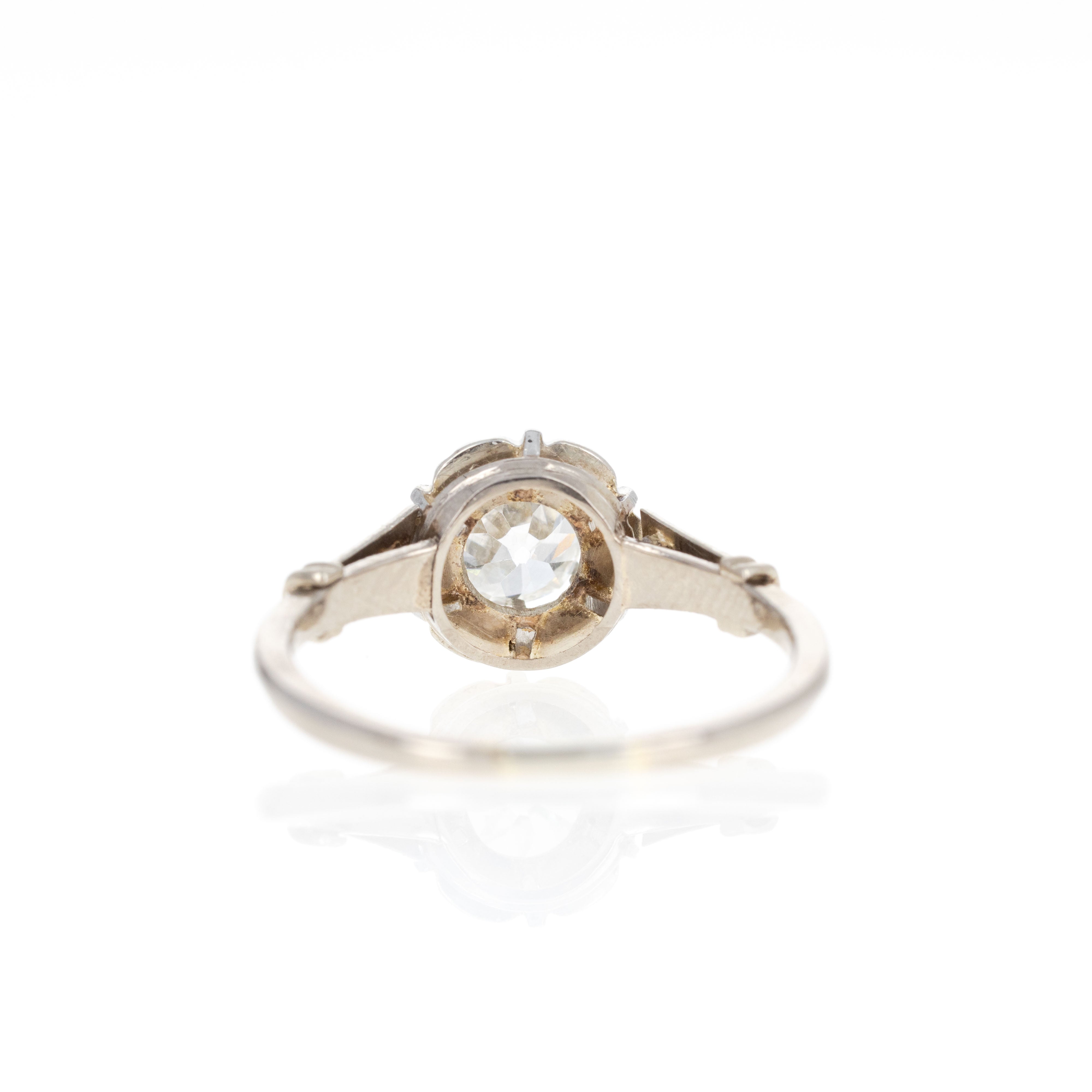 Victorian 18K White Gold 0.75 Carat Old Mine Diamond Engagement Ring - Queen May