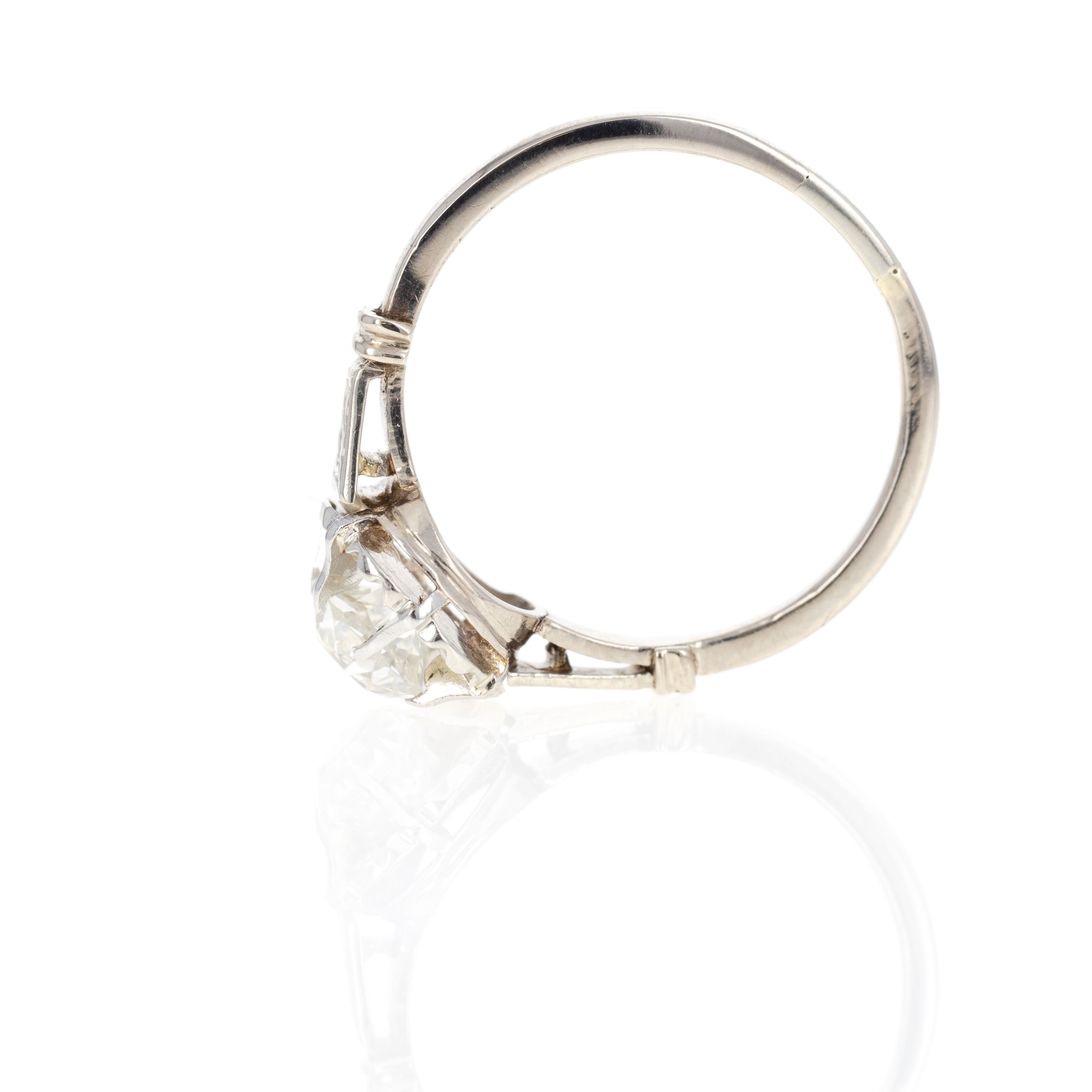 Victorian 18K White Gold 0.75 Carat Old Mine Diamond Engagement Ring - Queen May