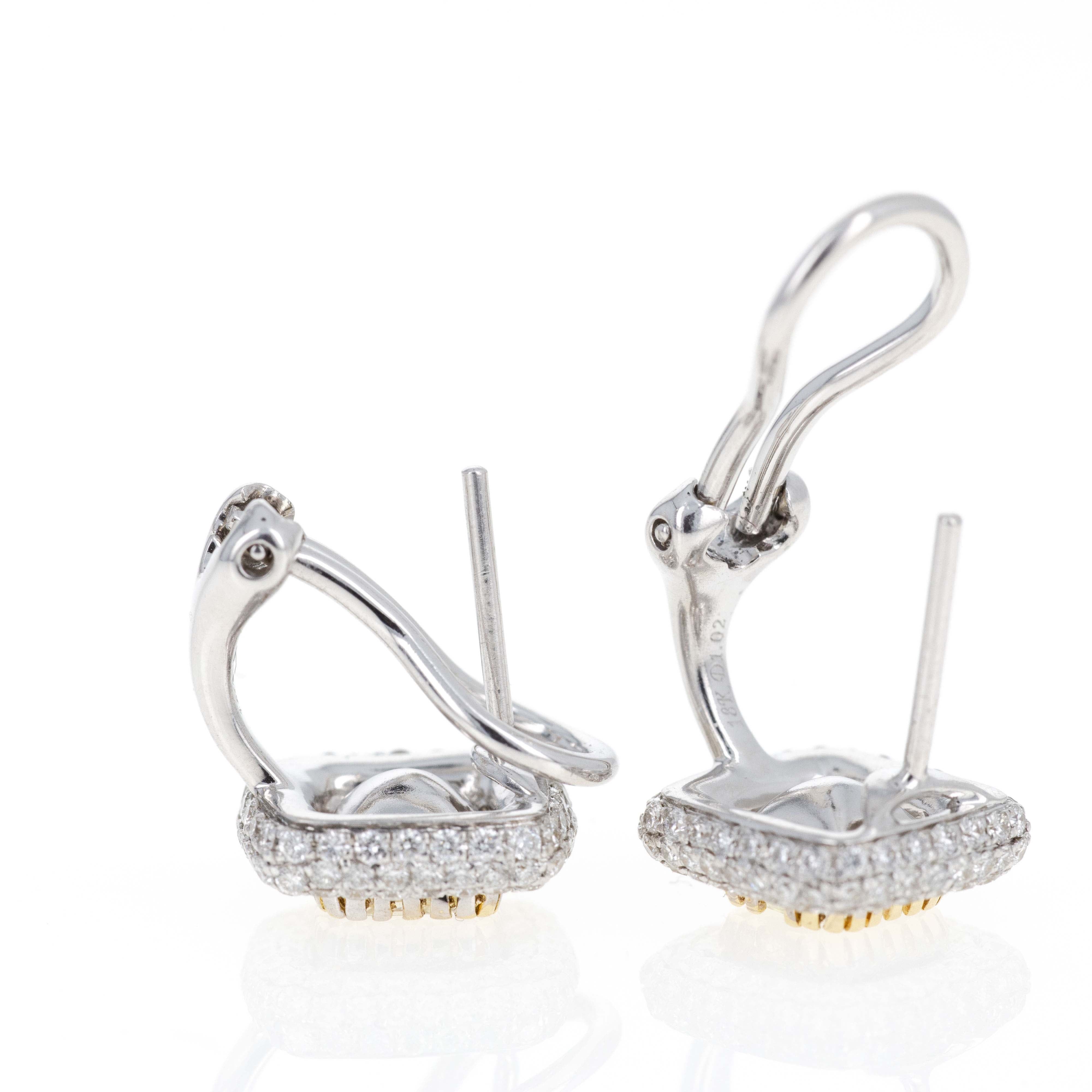 18K Gold Fancy Light Yellow Radiant Diamond Pave Omega Back Earrings - Queen May