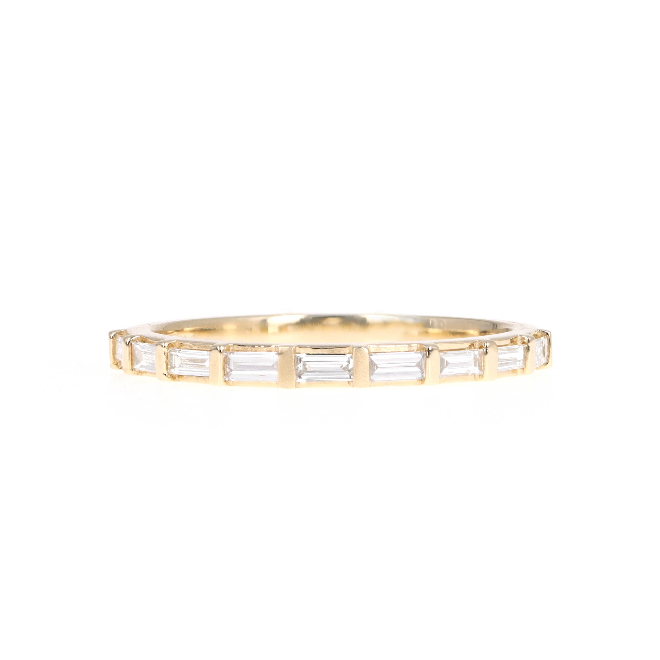 14K White or Yellow Gold 0.37 Carat Baguette Cut Diamond Stackable Wedding Band - Queen May