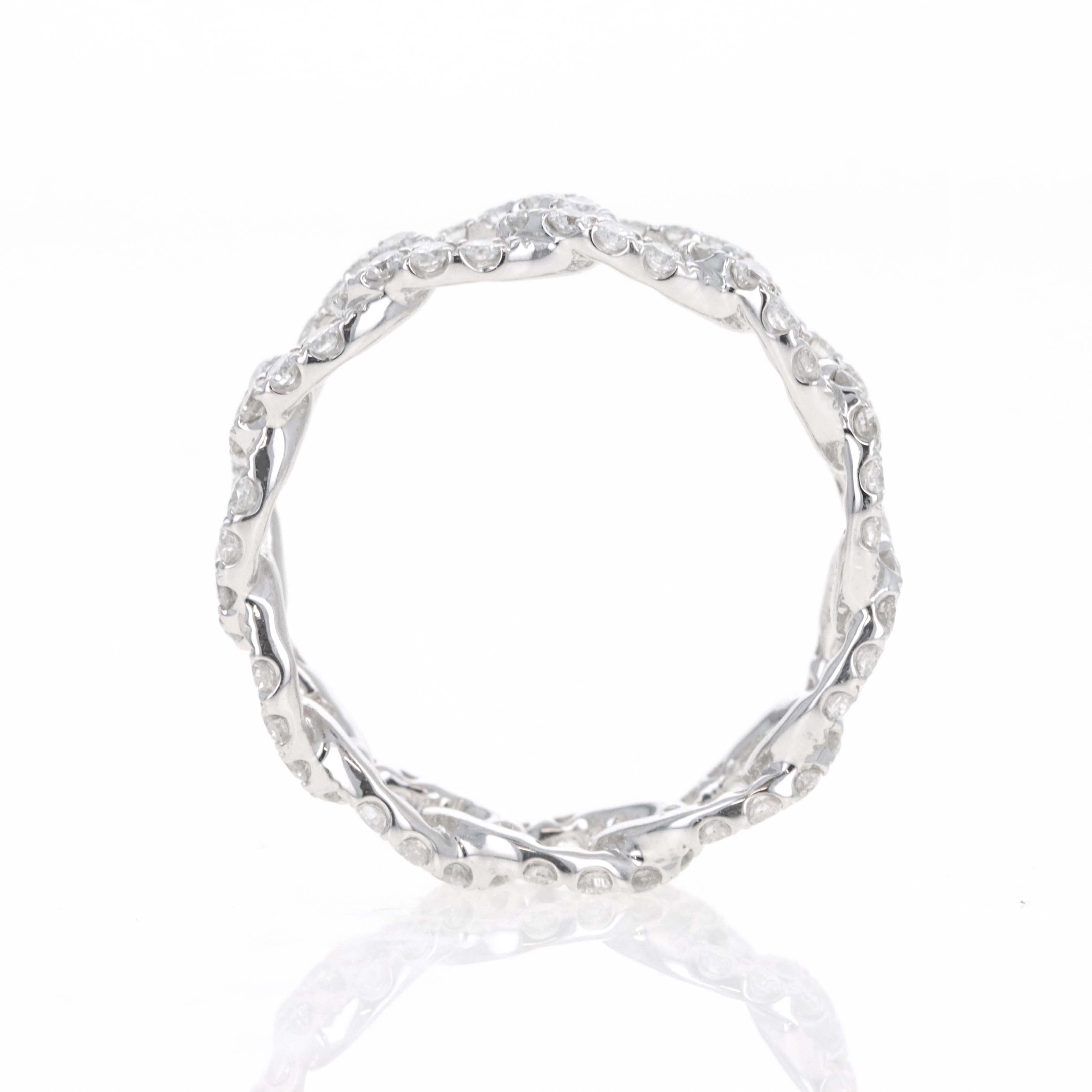 18K White Gold 1.48 Carat Pave Diamond Cuban Link Band - Queen May