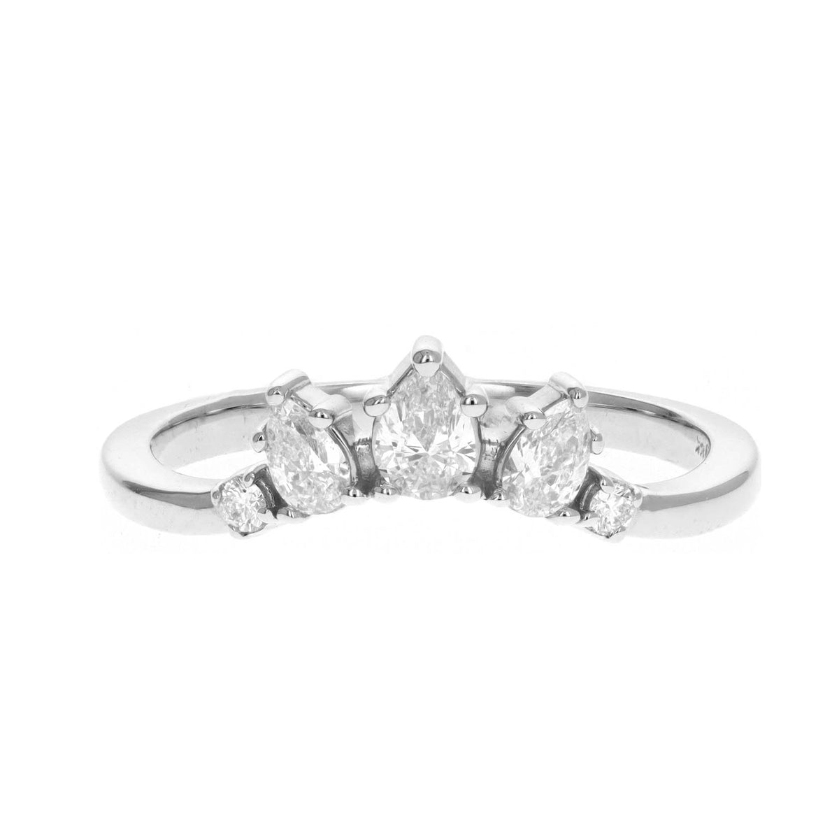 14K White or Yellow Gold 0.38 Carat Pear Diamond Contour Band - Queen May