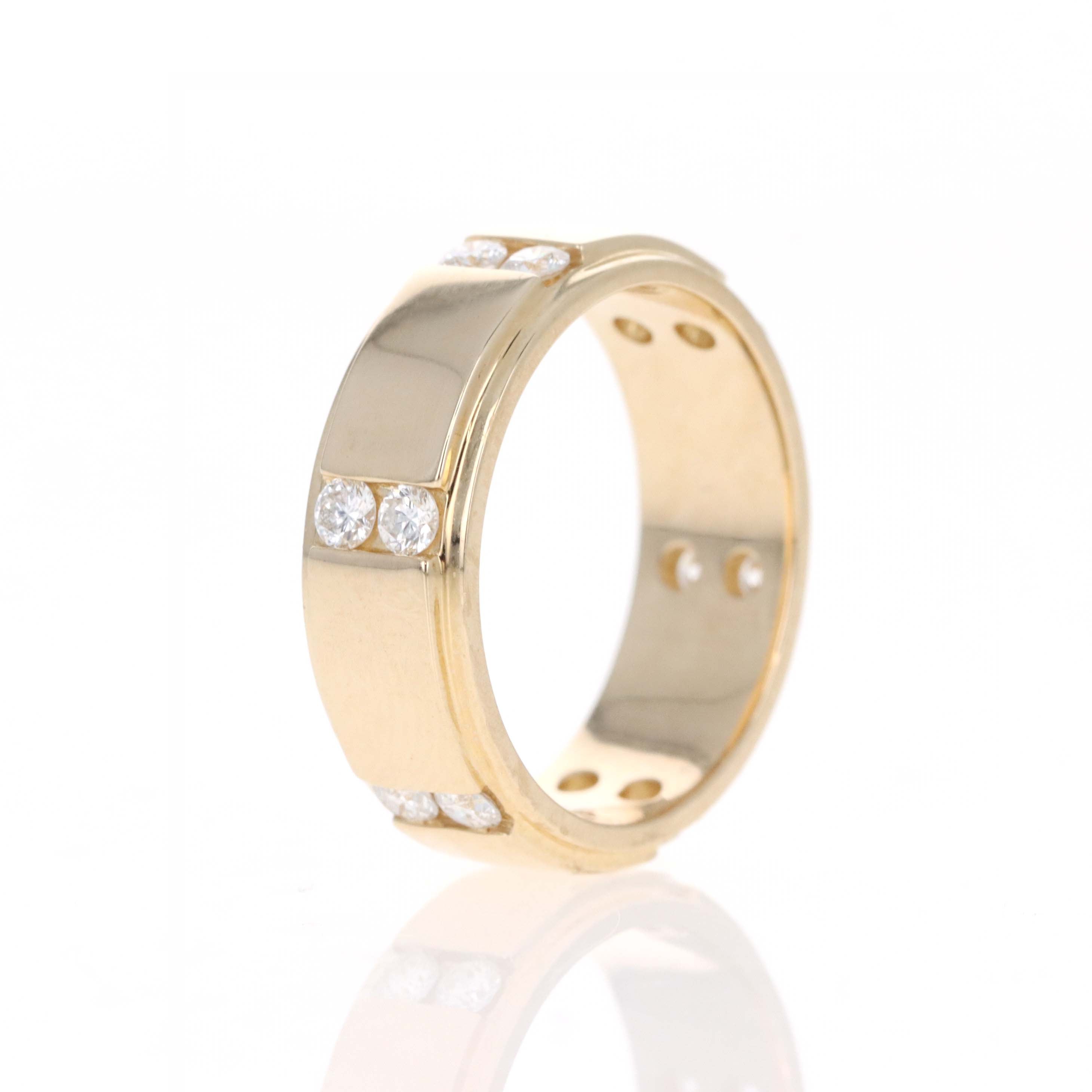 14K Yellow Gold Round Diamond Band - Queen May