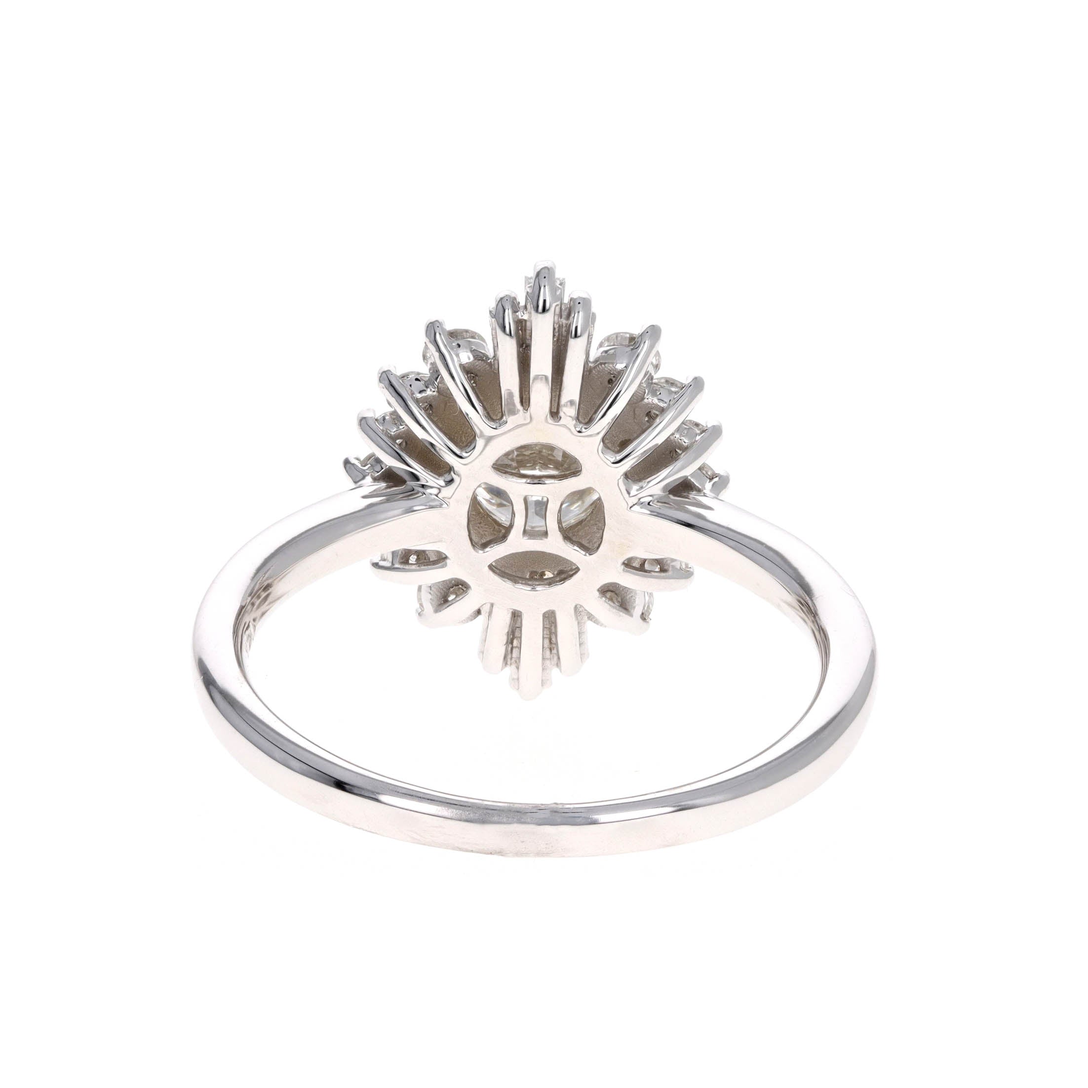 0.71 Carat Round Brilliant Diamond Fan Ballerina Engagement Ring in 14K White Gold GIA Certified - Queen May