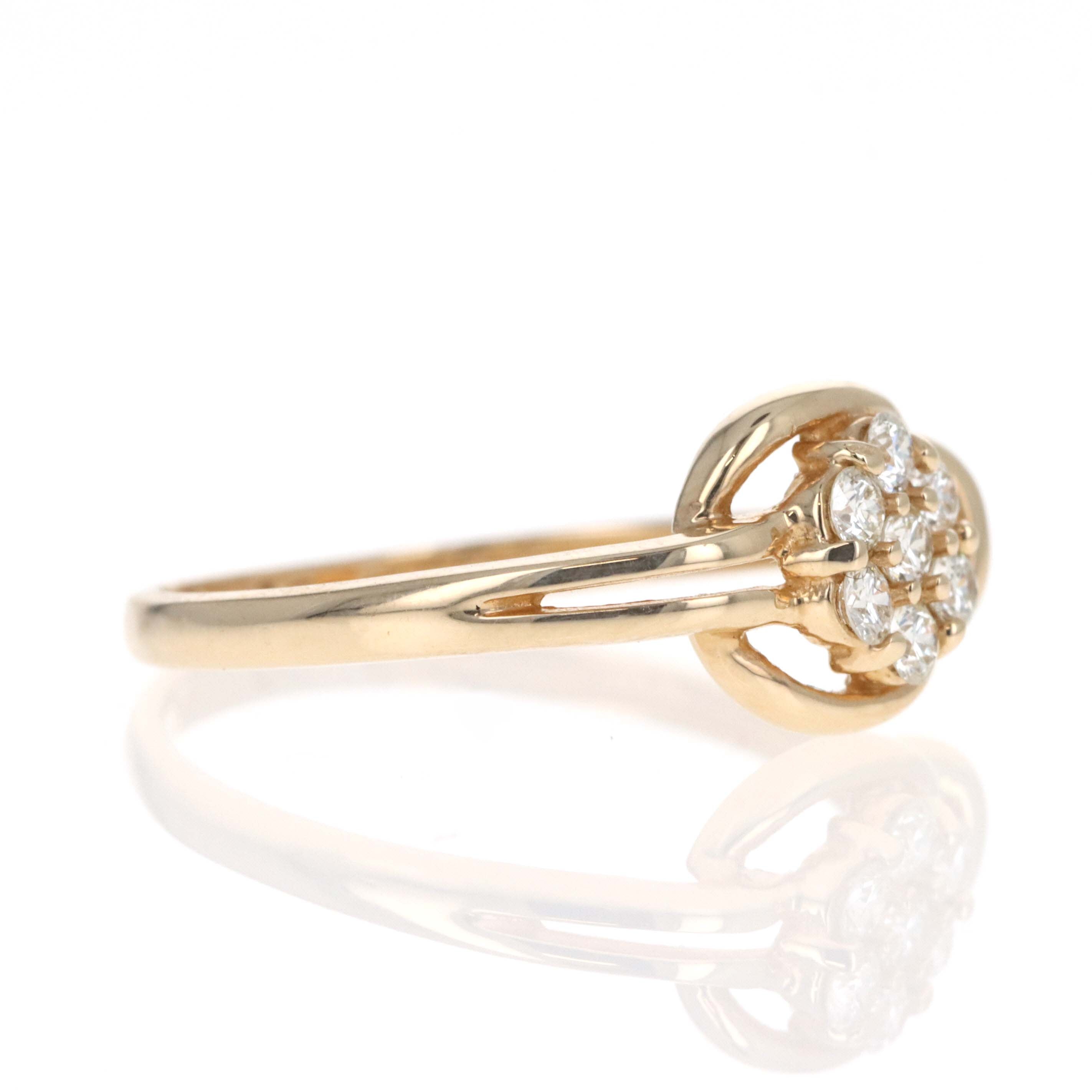 14K Yellow Gold Diamond Cluster Love Knot Ring - Queen May