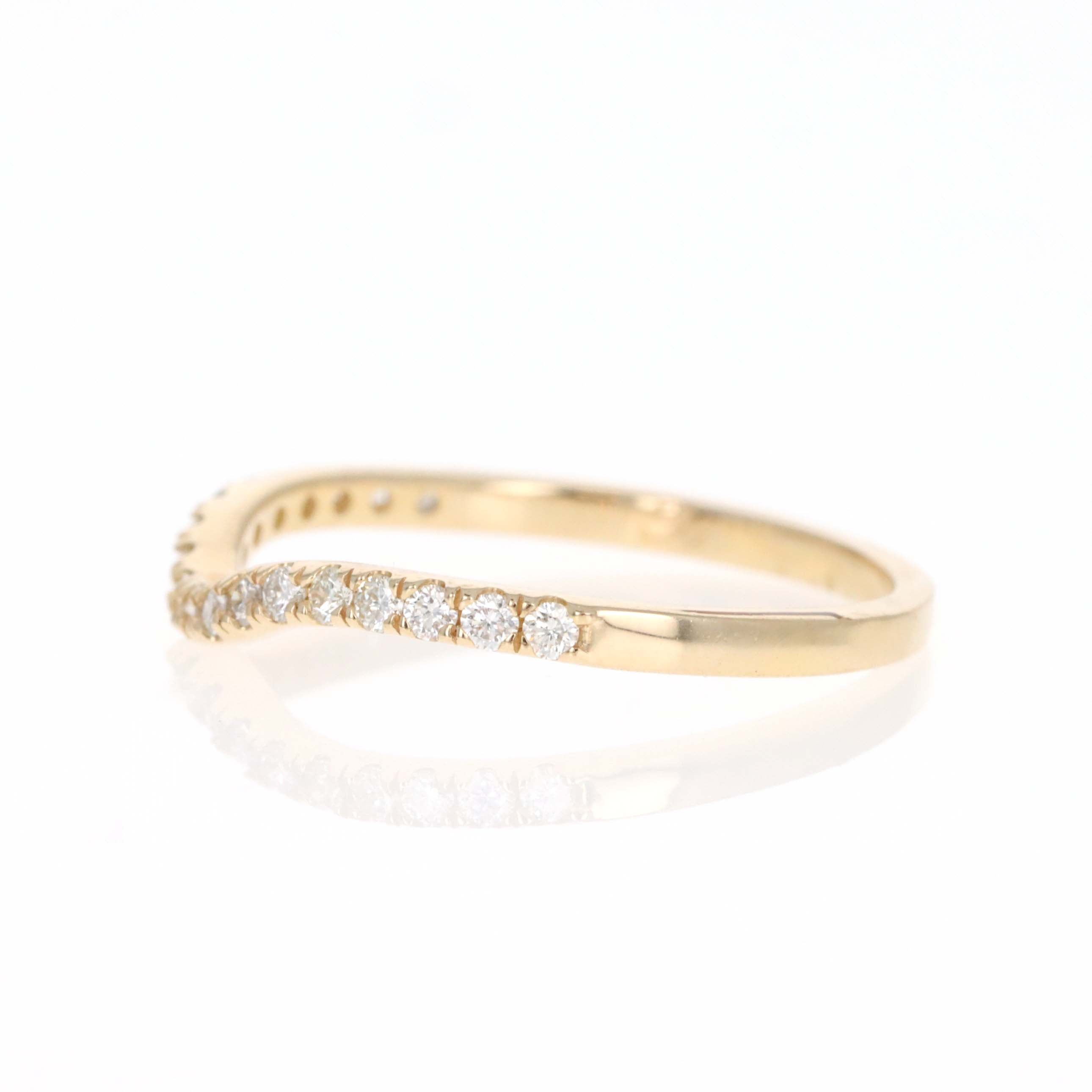 14K Yellow Gold 0.27 Carat Round Diamond Contour Wedding Band - Queen May