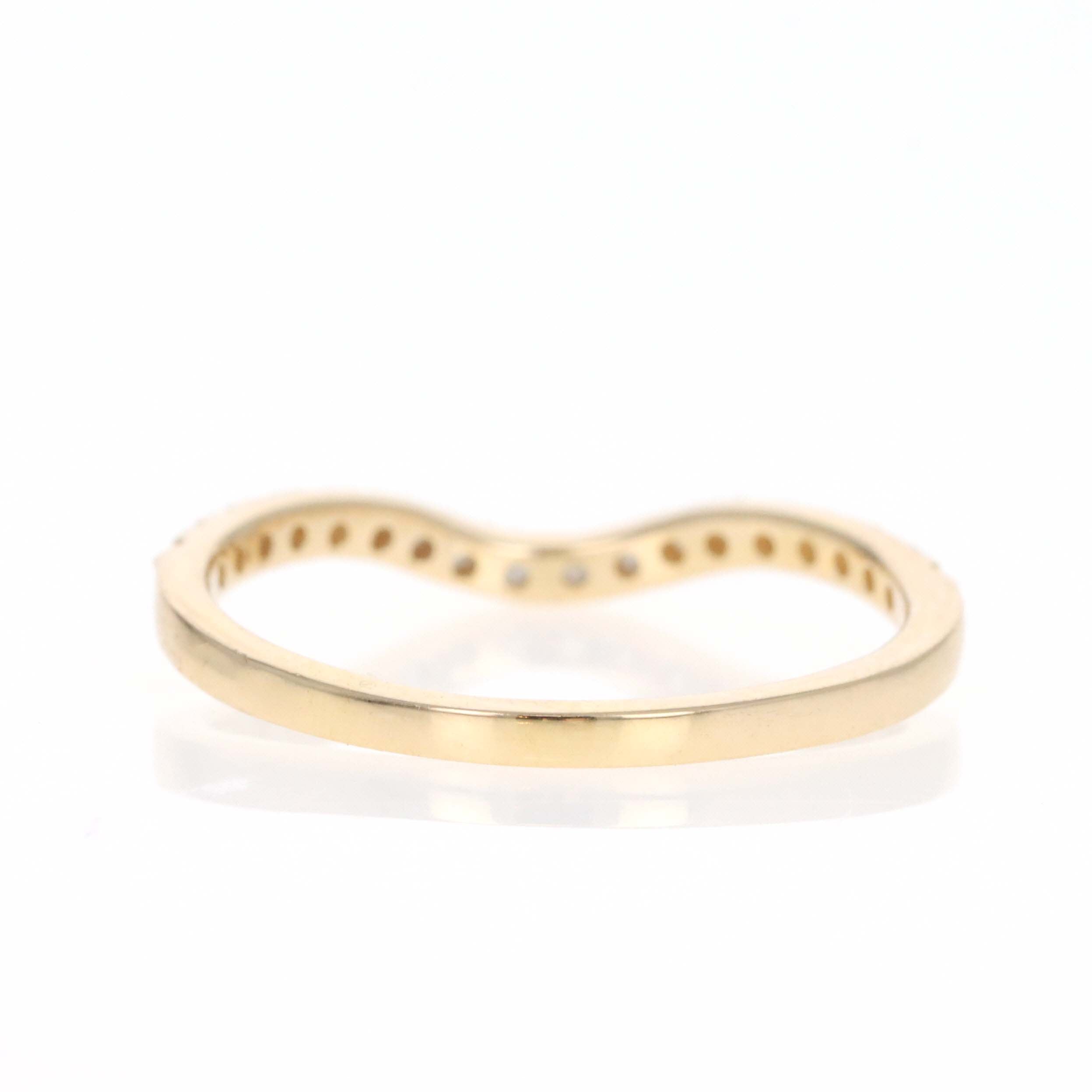 14K Yellow Gold 0.27 Carat Round Diamond Contour Wedding Band - Queen May