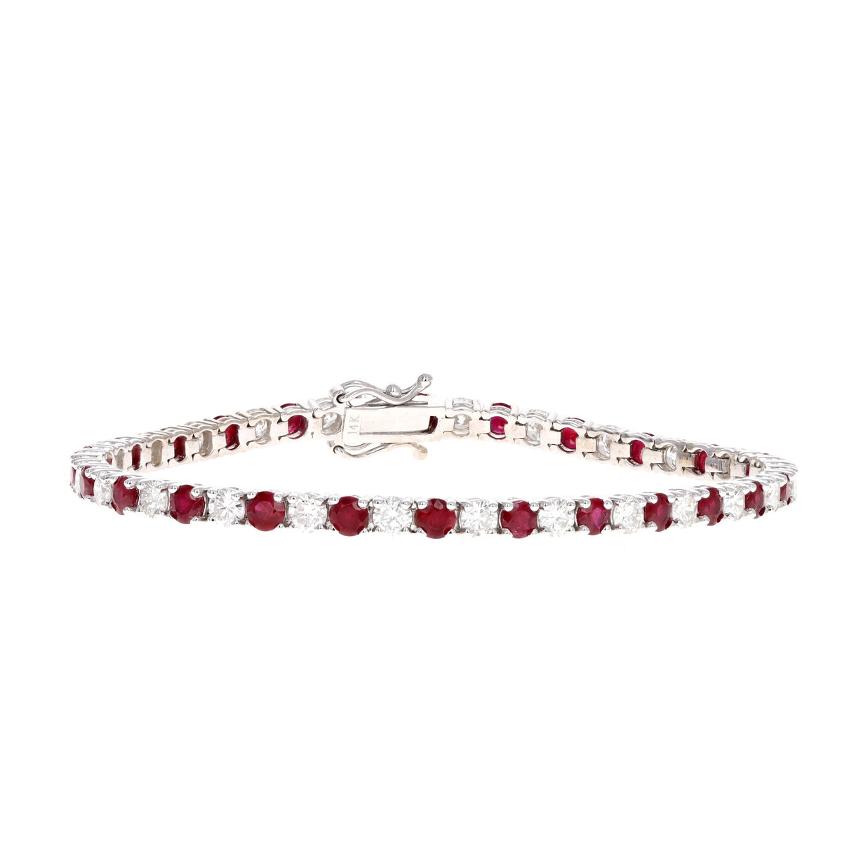 7.55 Carat Total Weight Round Ruby Diamond Tennis Bracelet - Queen May