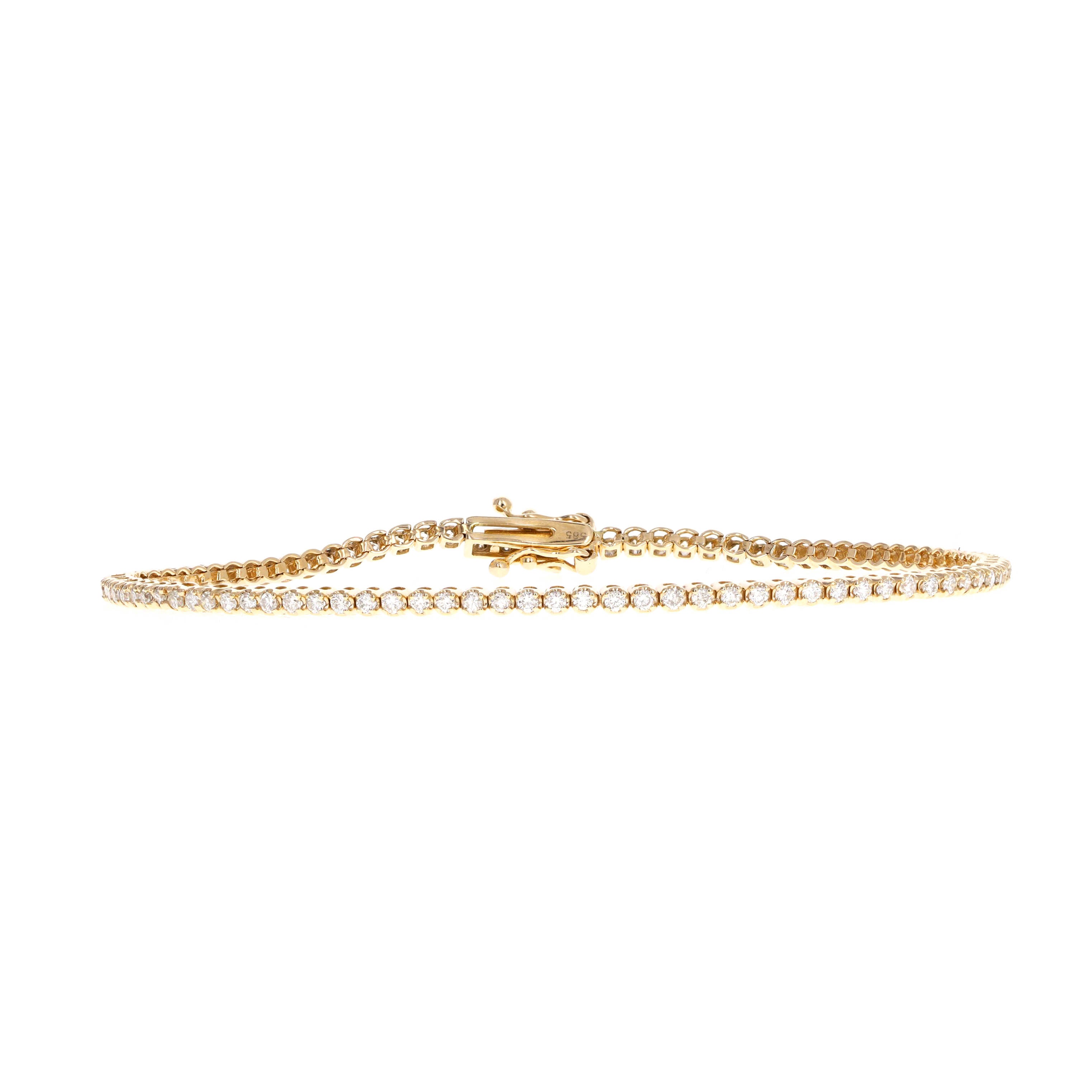 14K Gold 1.20 Carat Round Diamond Tennis Bracelet - Queen May