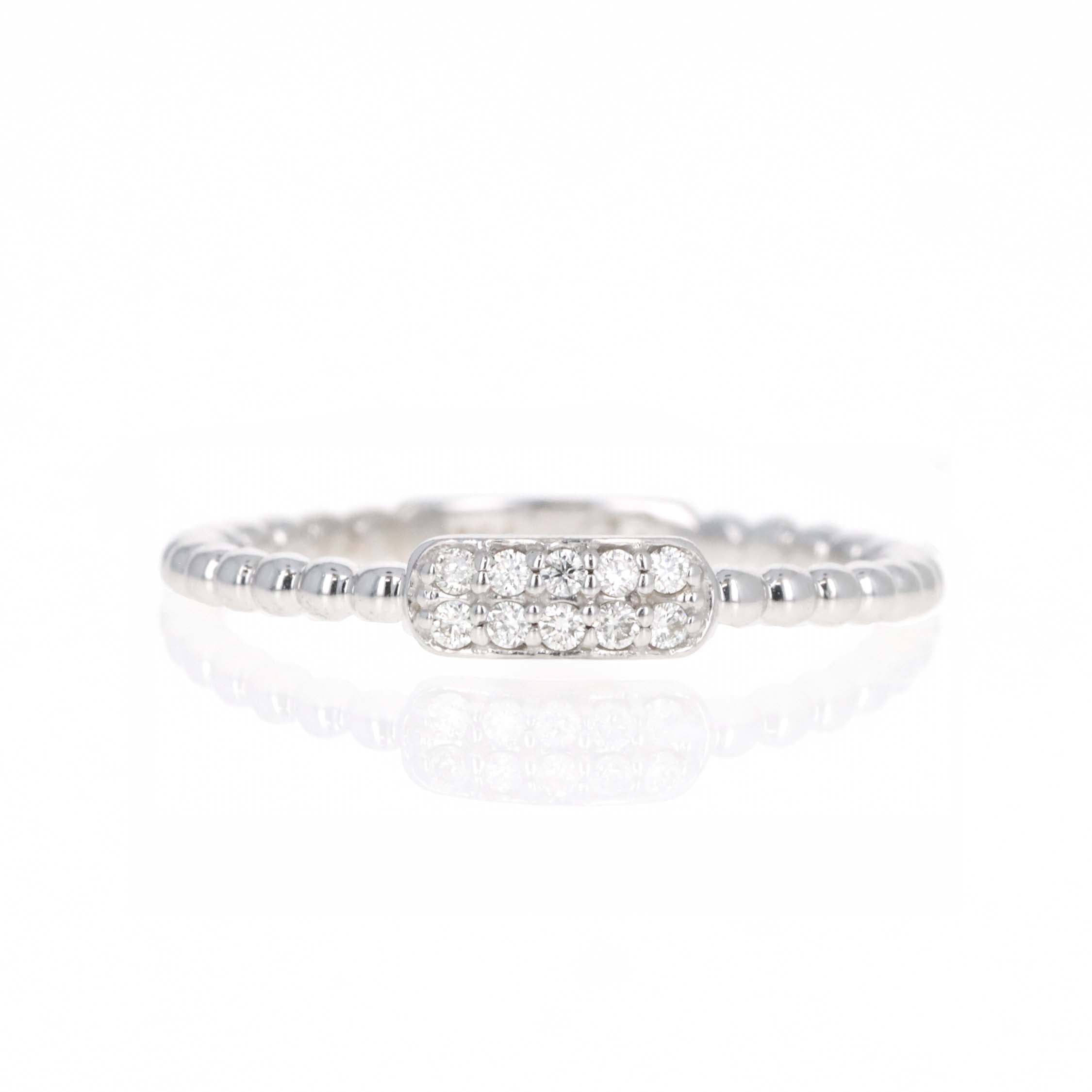 14K Gold Diamond Bar Bead Ring - Queen May