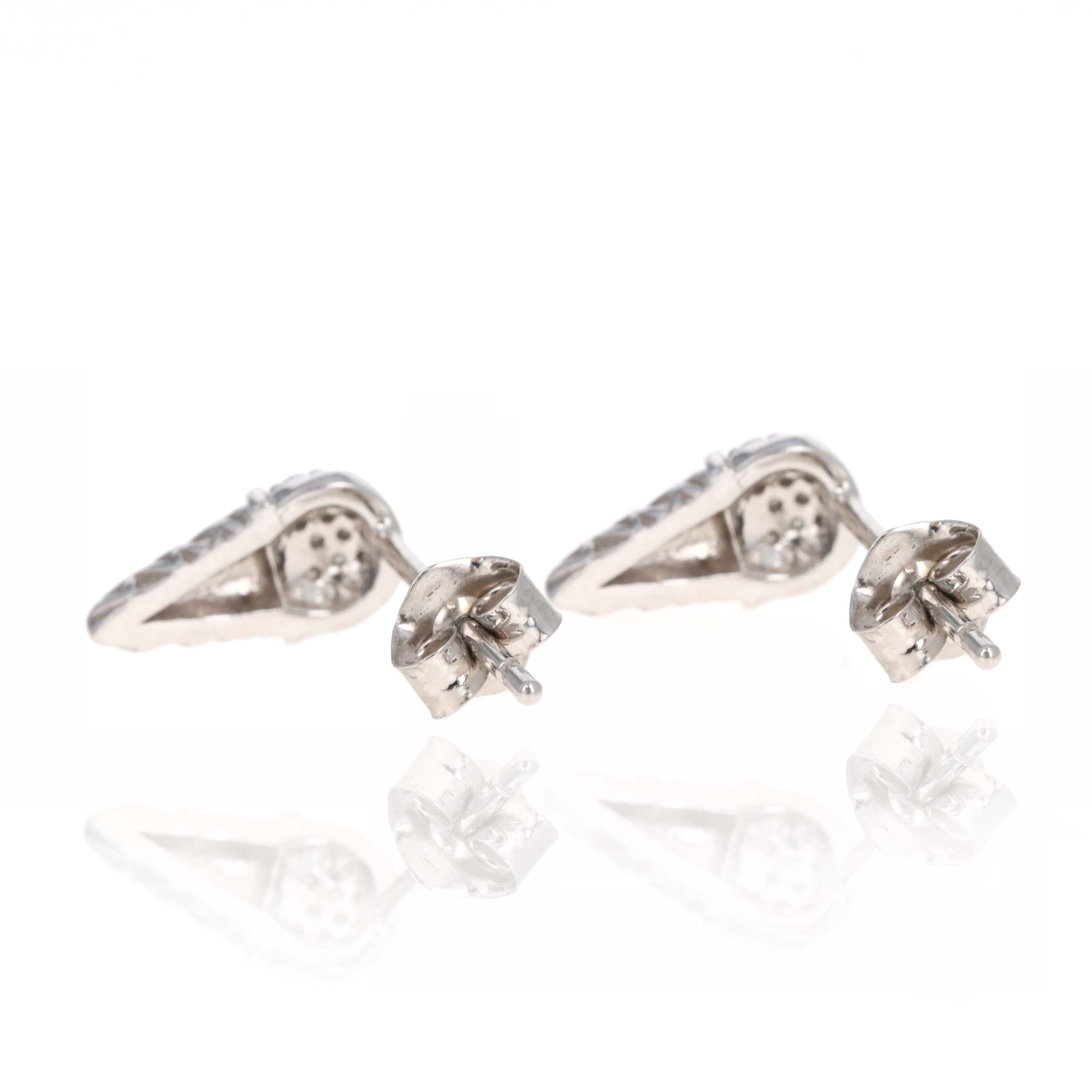 14K White Gold Diamond Ice Cream Cone Stud Earrings