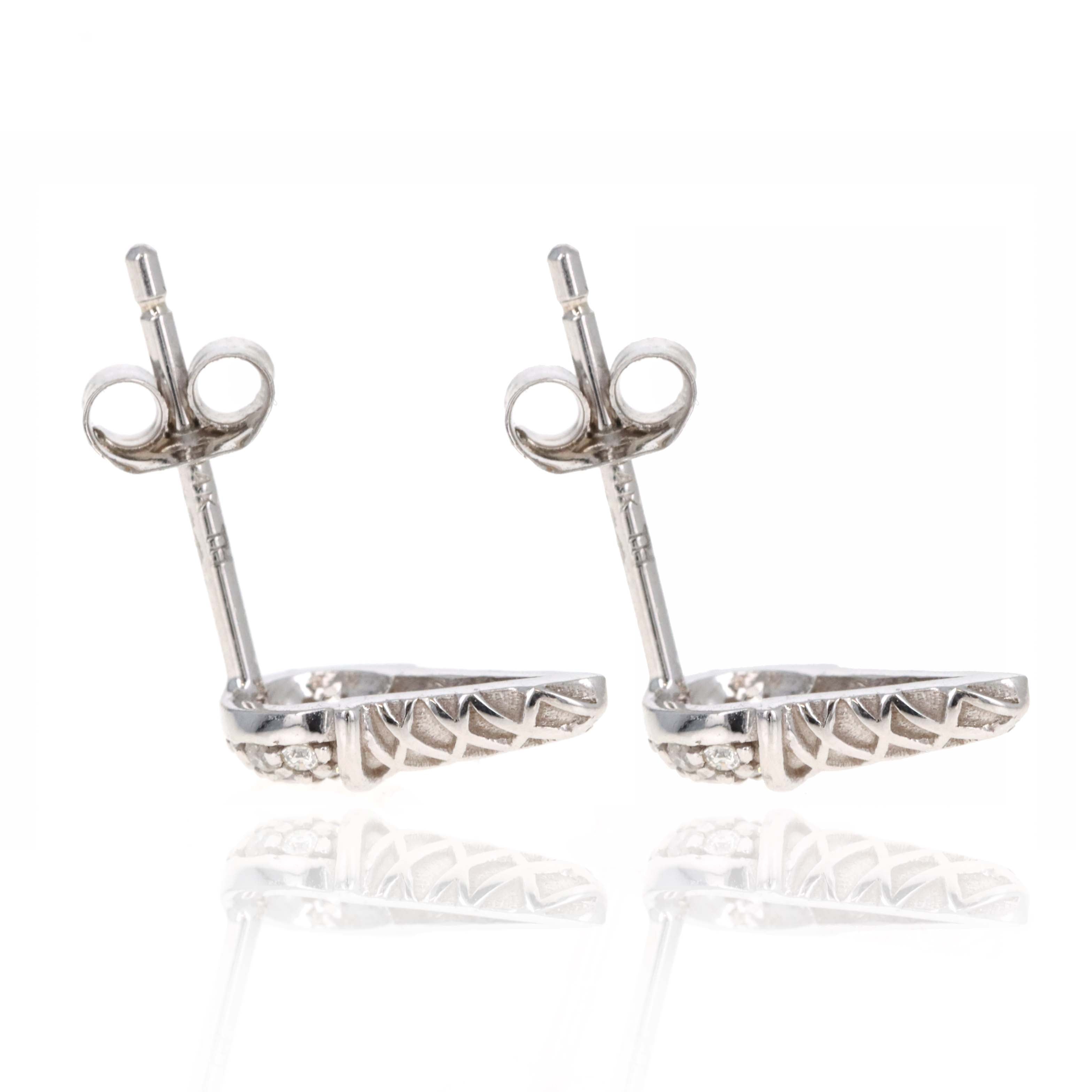 14K White Gold Diamond Ice Cream Cone Stud Earrings