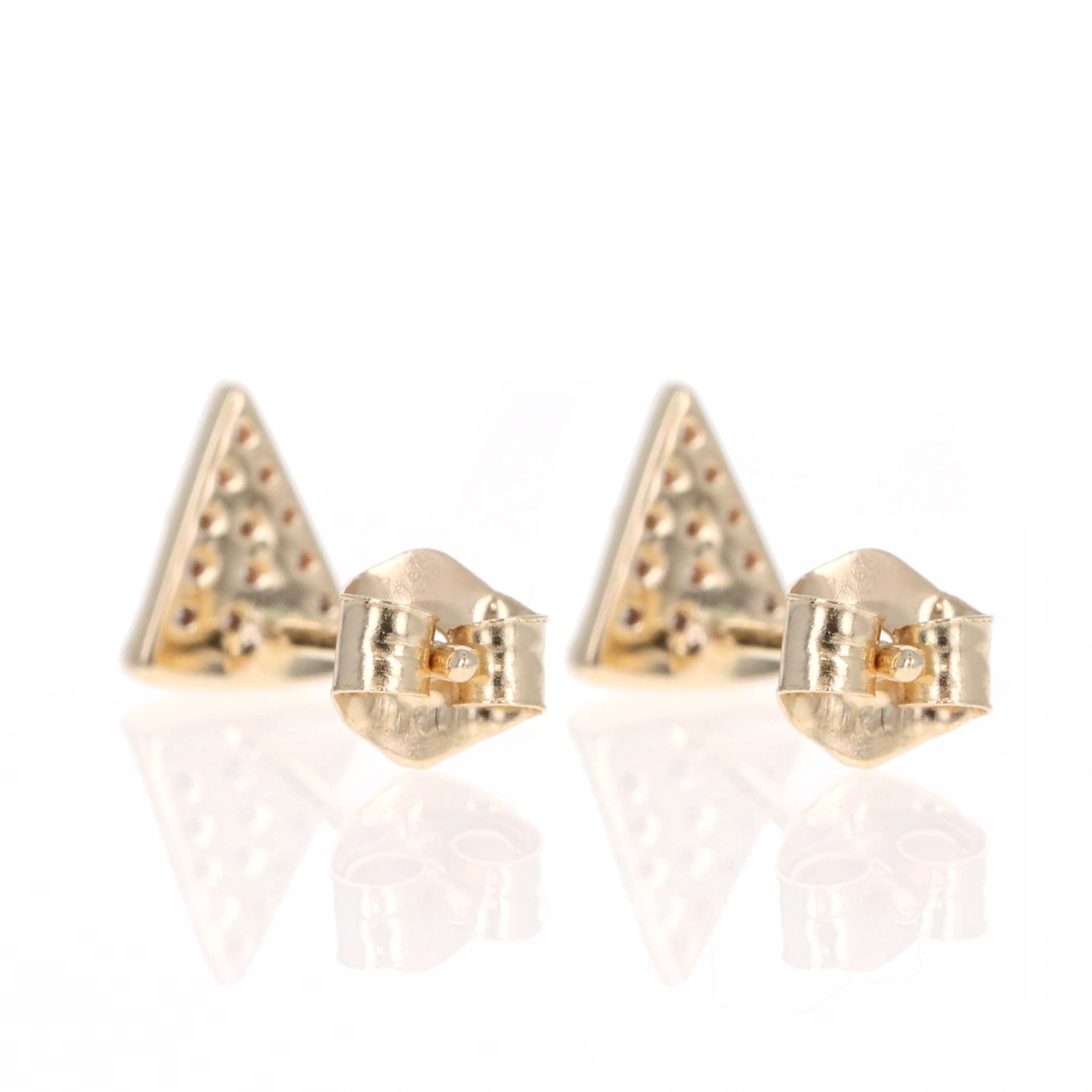 14K Yellow Gold Diamond Mini Pizza Slice Stud Earrings - Queen May