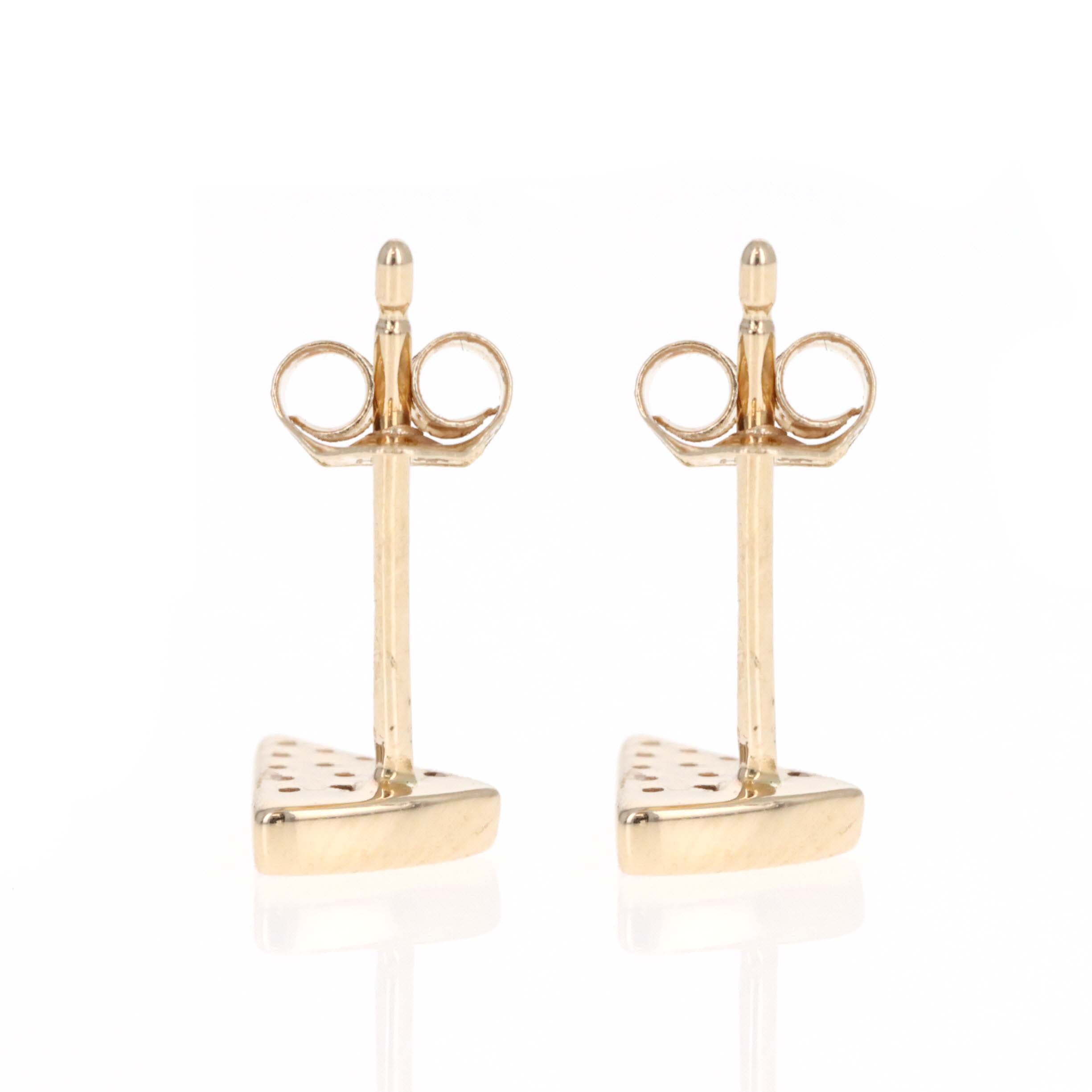 14K Yellow Gold Diamond Mini Pizza Slice Stud Earrings - Queen May