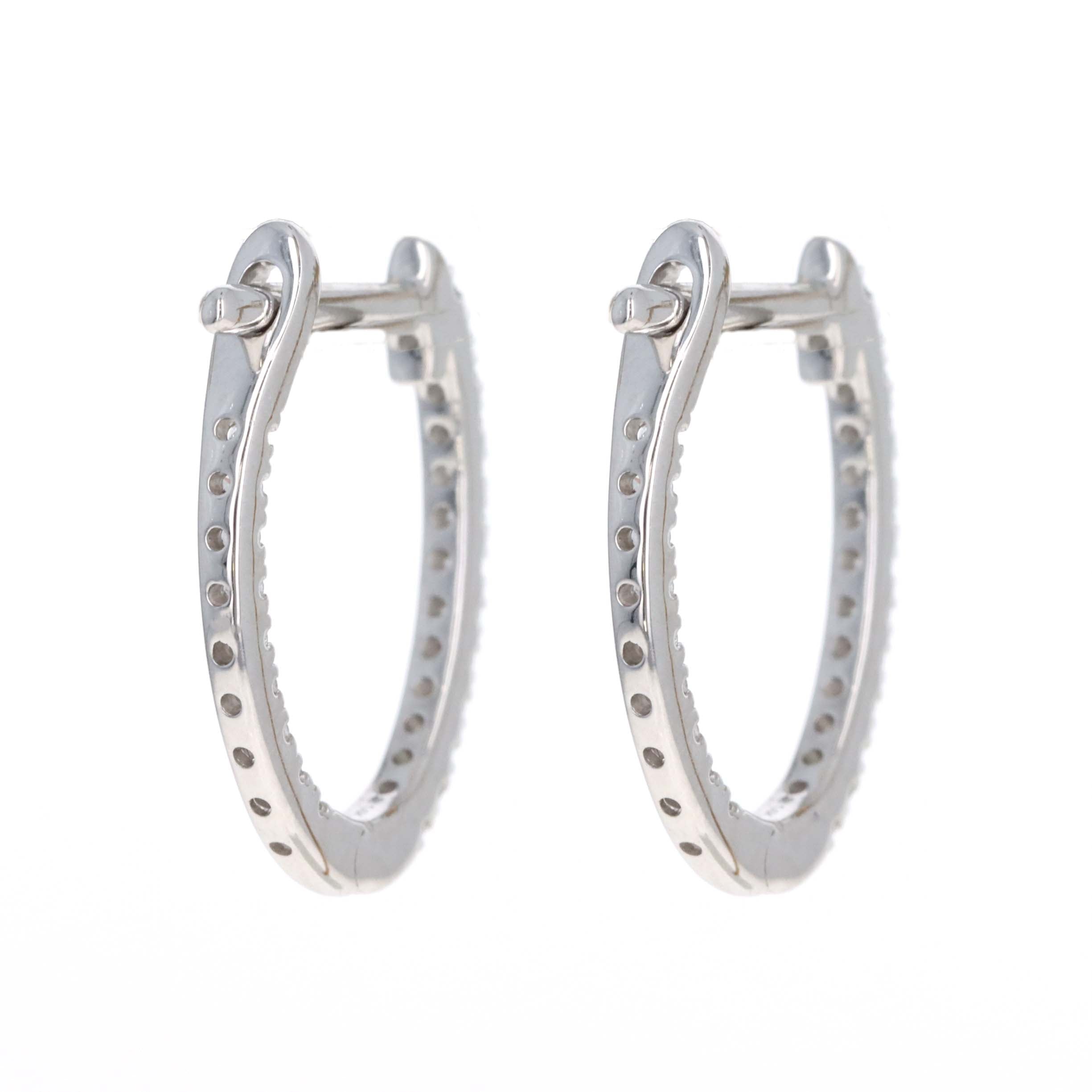14K White Gold 0.25 Carat Diamond Mini Inside-Out Hoop Earrings - Queen May