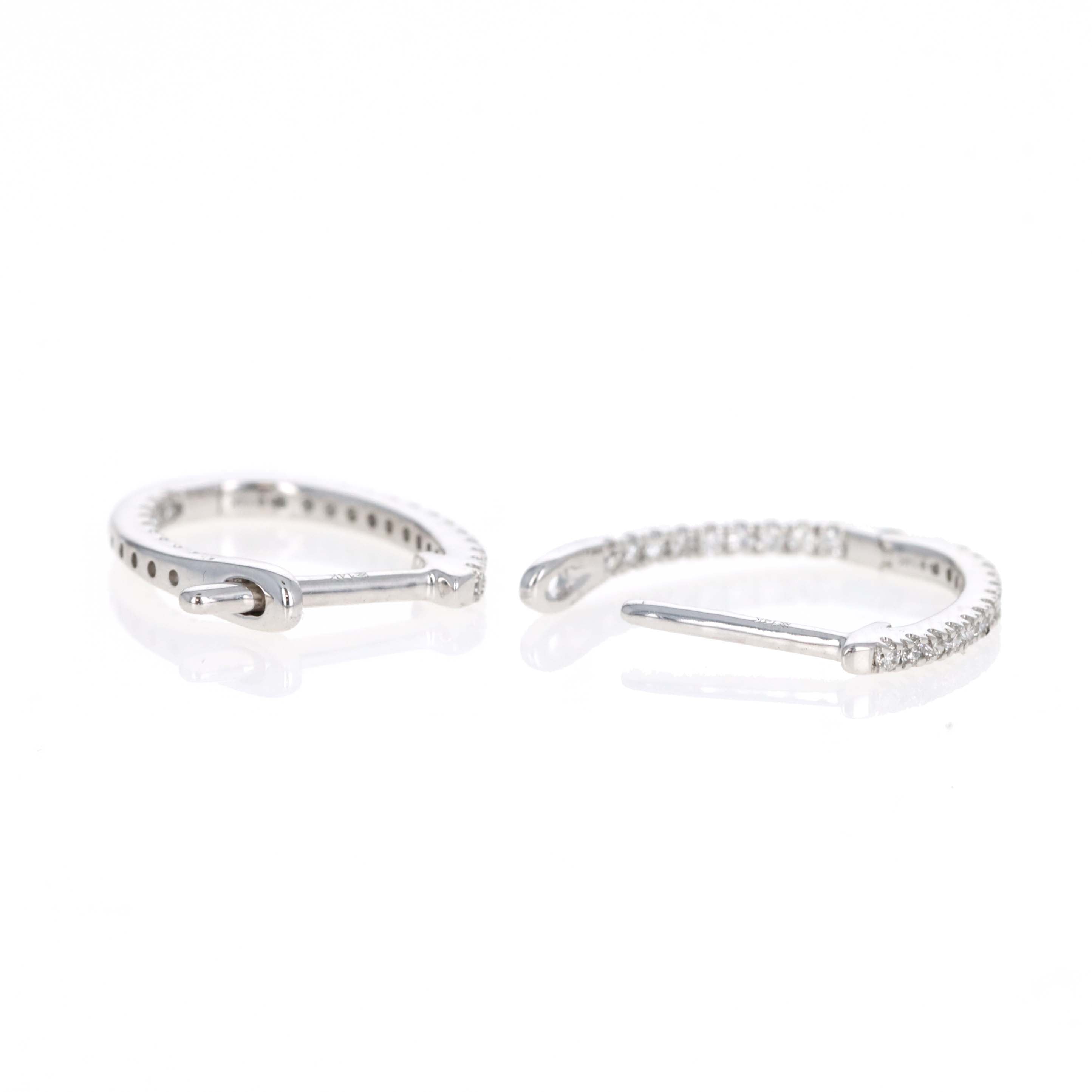 14K White Gold 0.25 Carat Diamond Mini Inside-Out Hoop Earrings - Queen May