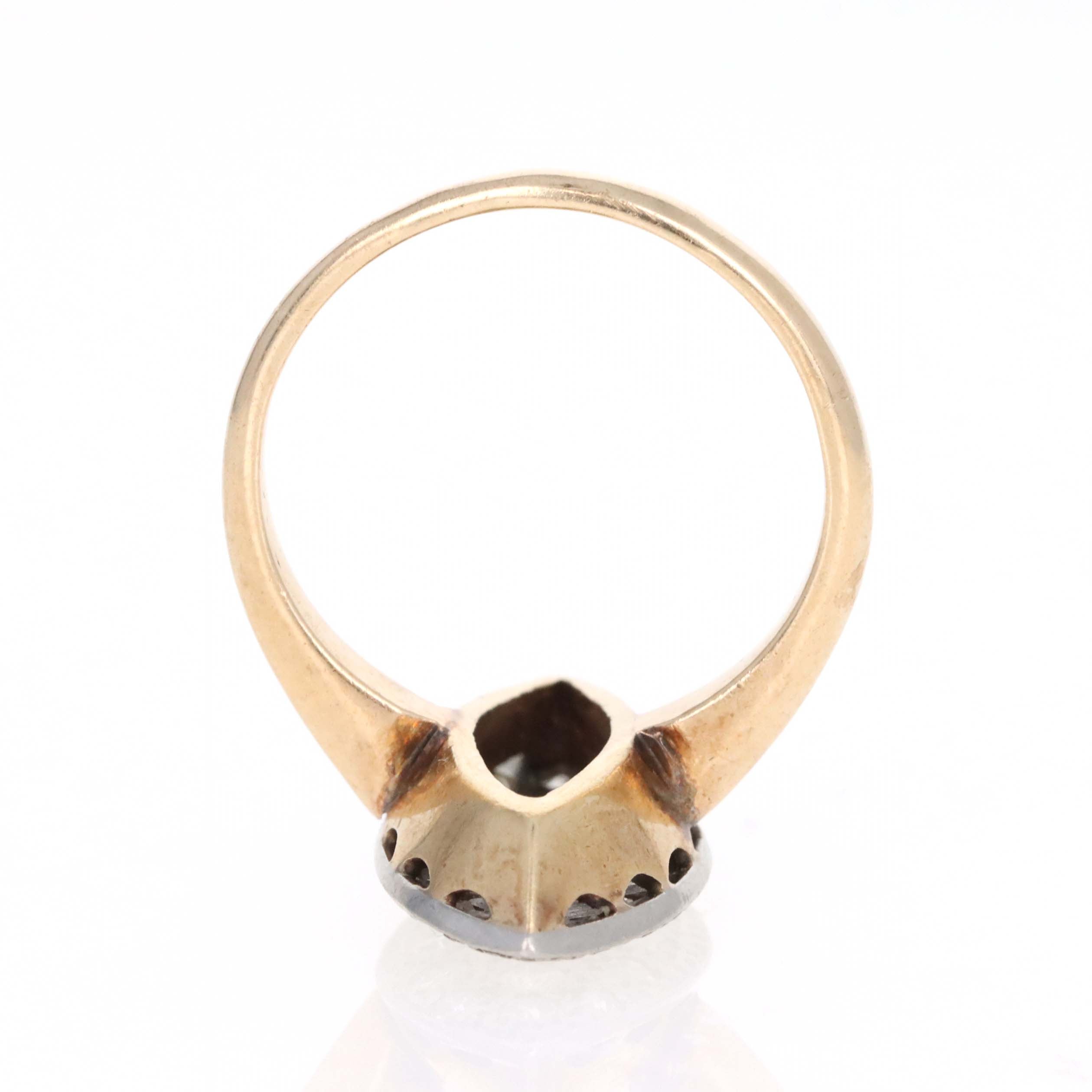 Edwardian 14K Yellow Gold Platinum 0.50 Carat Diamond Navette Ring - Queen May