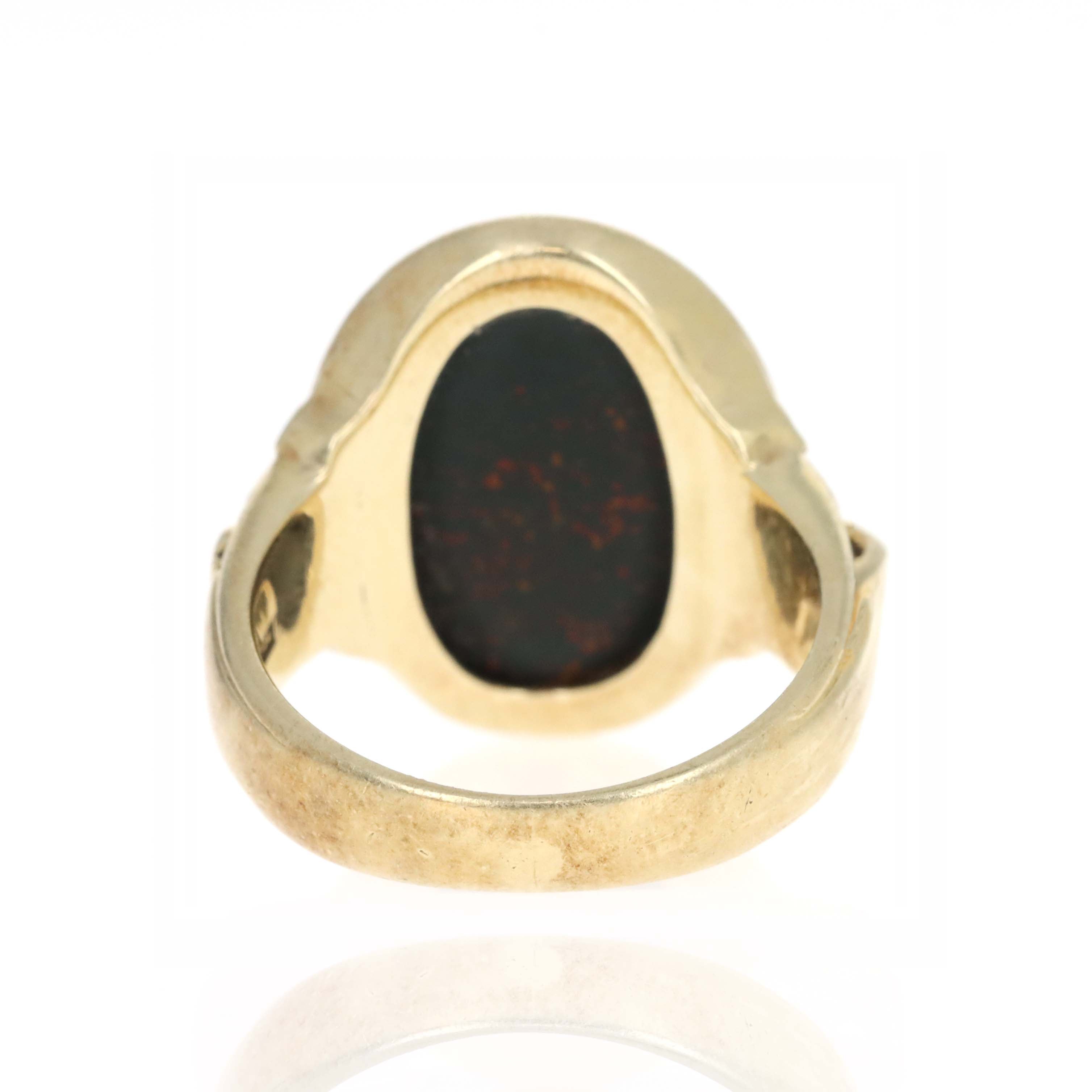 Victorian 14K Yellow Gold 4 Carat Bloodstone Ring