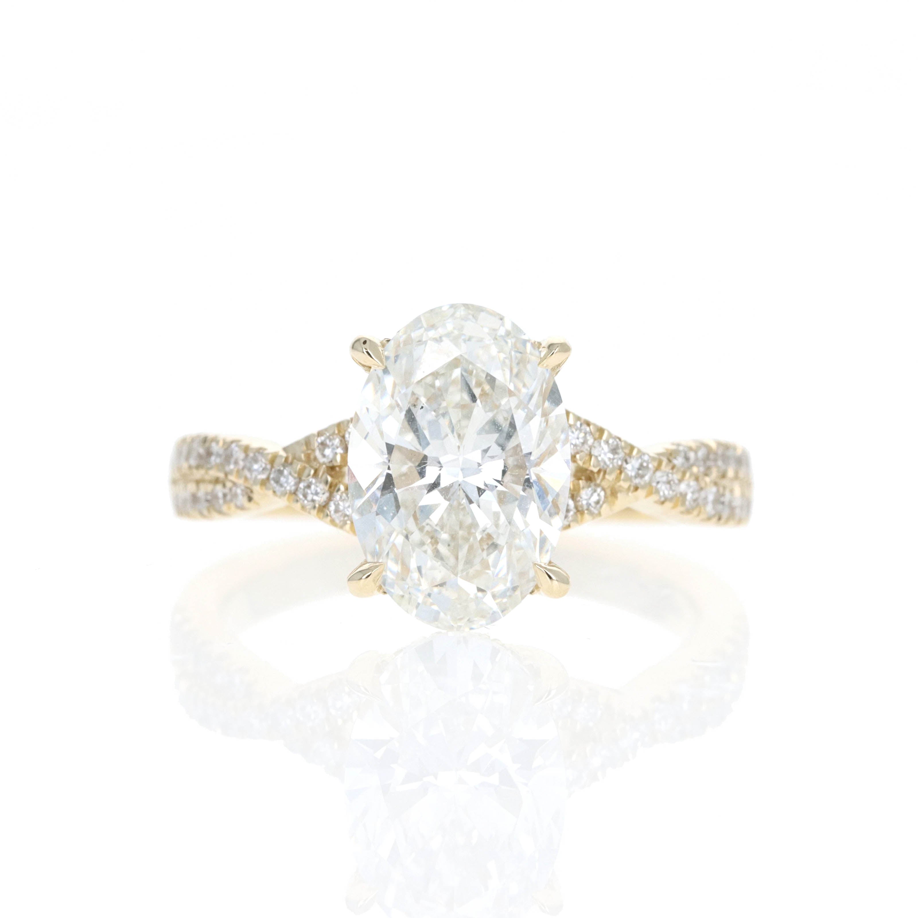 Lab Grown 3 Carat Oval Diamond Infinity Accented Engagement Ring - Queen May