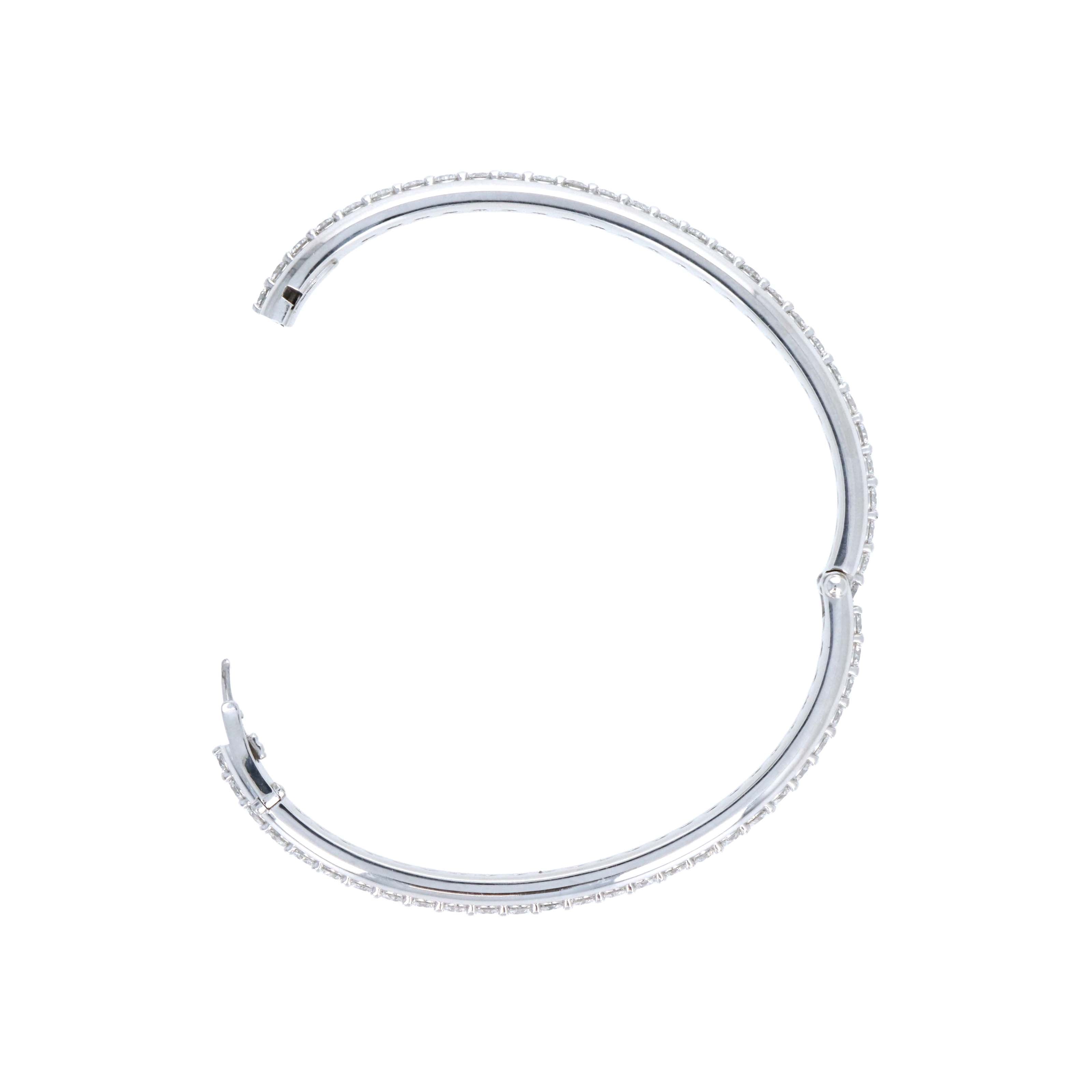 Platinum 5.6 Carat Round Brilliant Diamond Bangle Bracelet