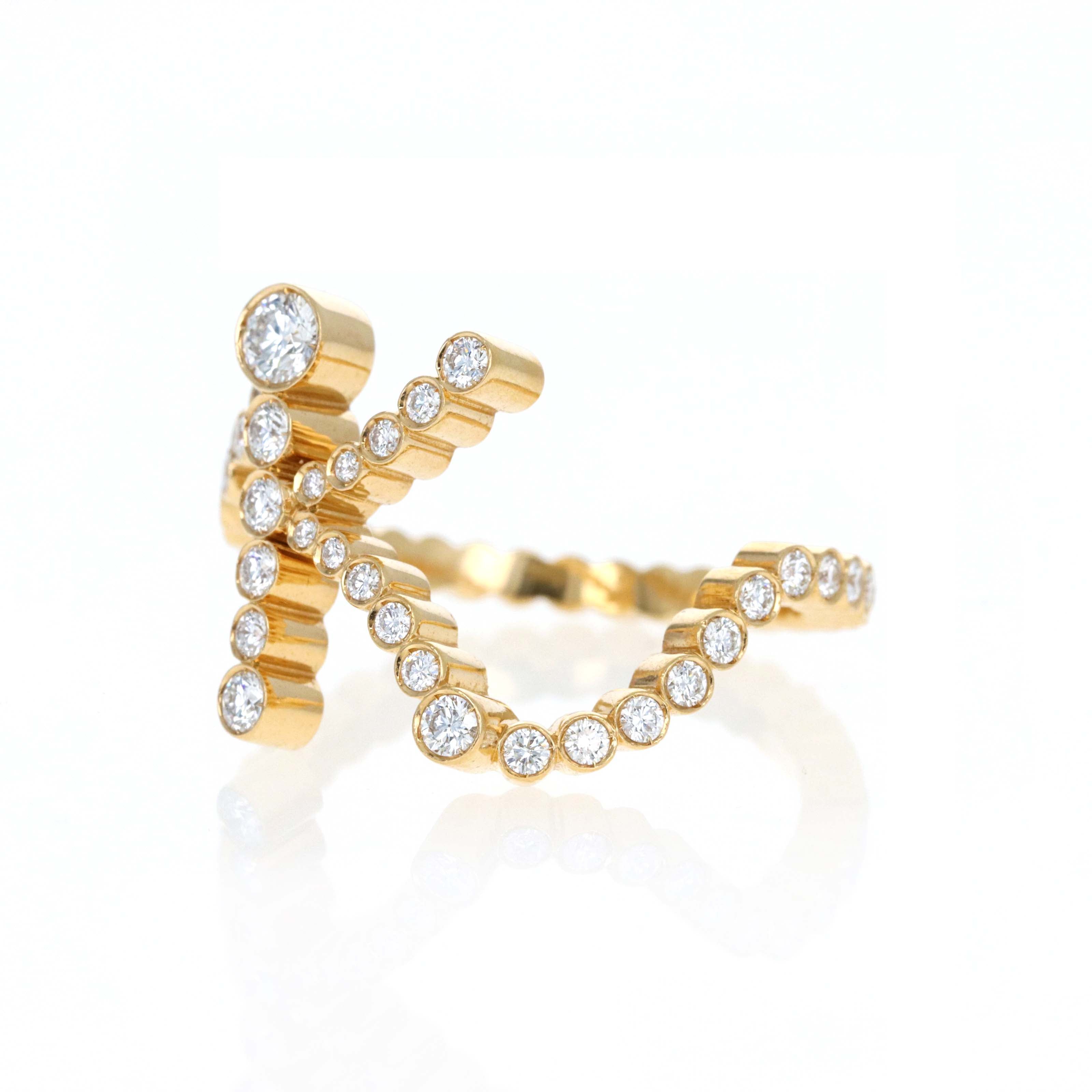Sophie Bille Brahe 18K Yellow Gold Ensemble "K" 1.08 Carat Diamond Ring - Queen May