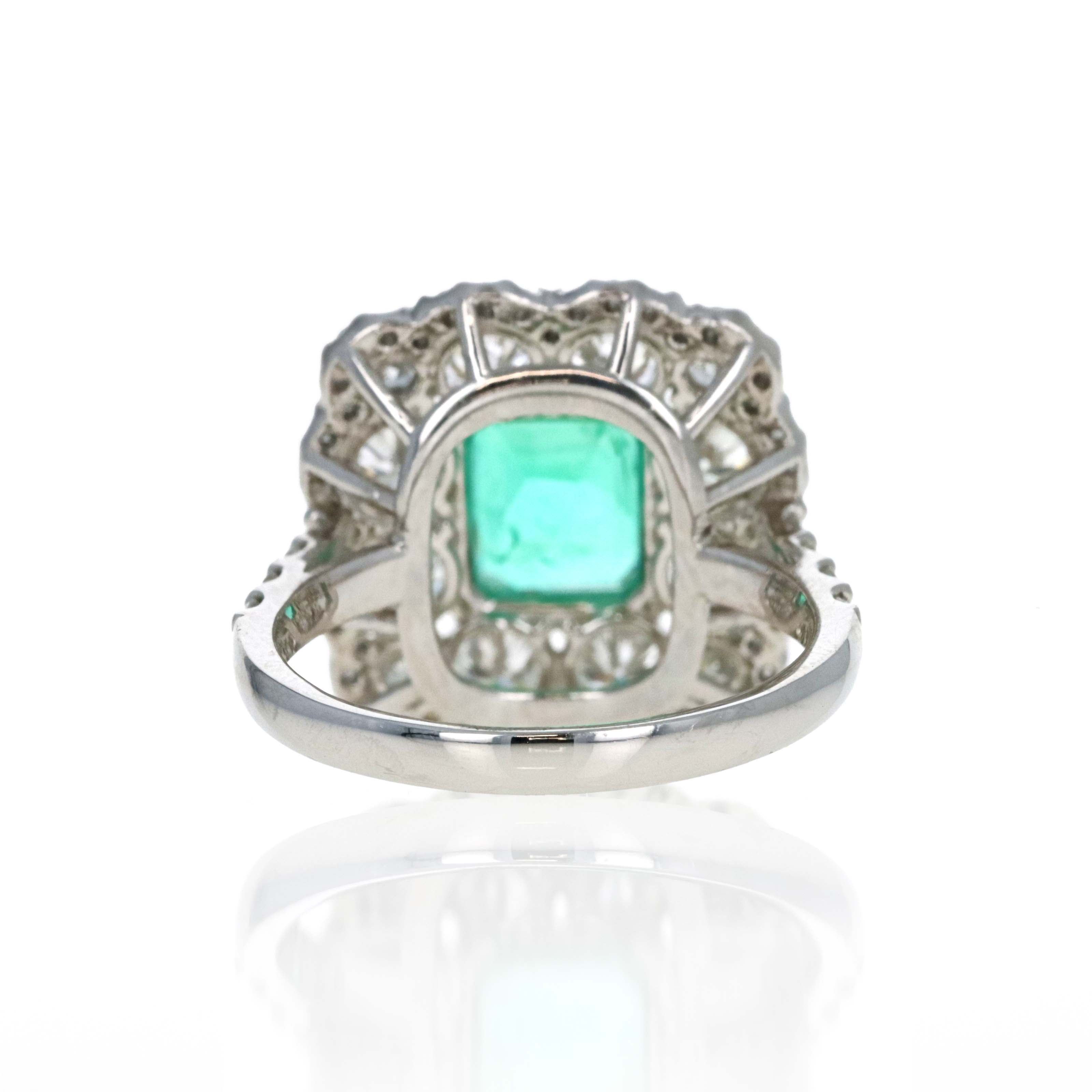Platinum 2 Carat Emerald Diamond Halo Ring - Queen May
