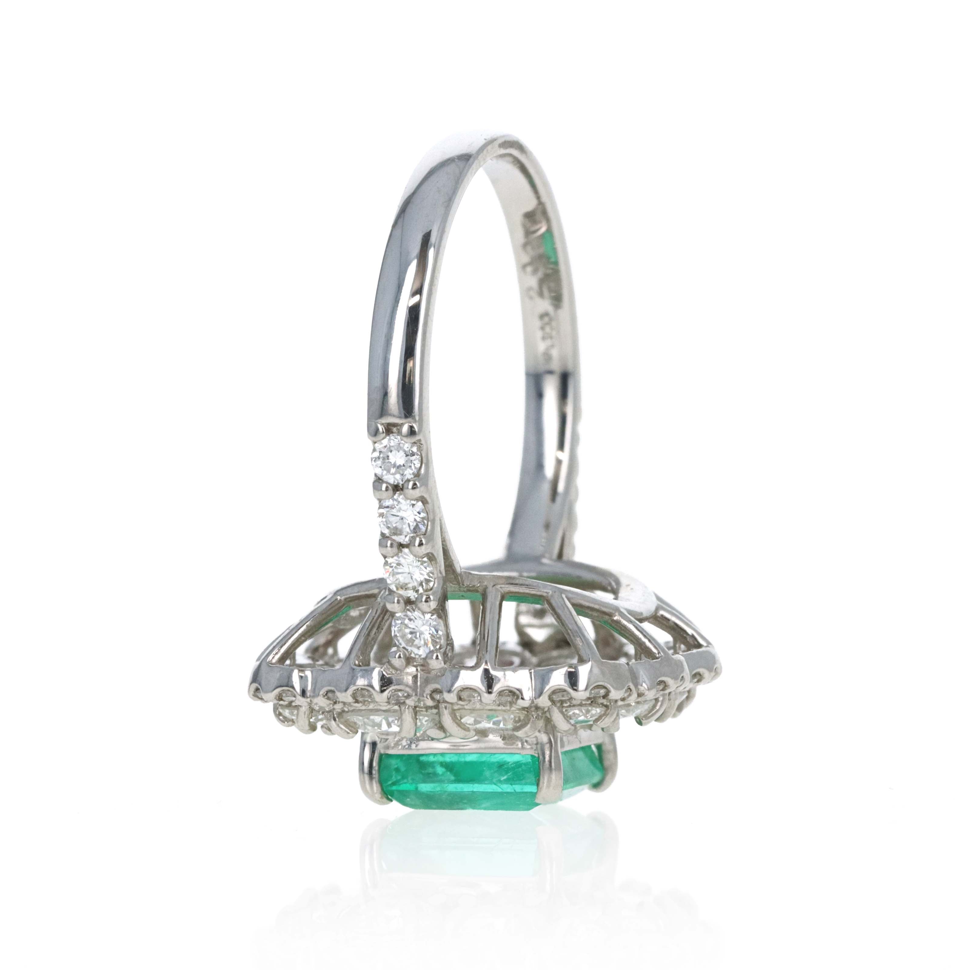 Platinum 2 Carat Emerald Diamond Halo Ring - Queen May