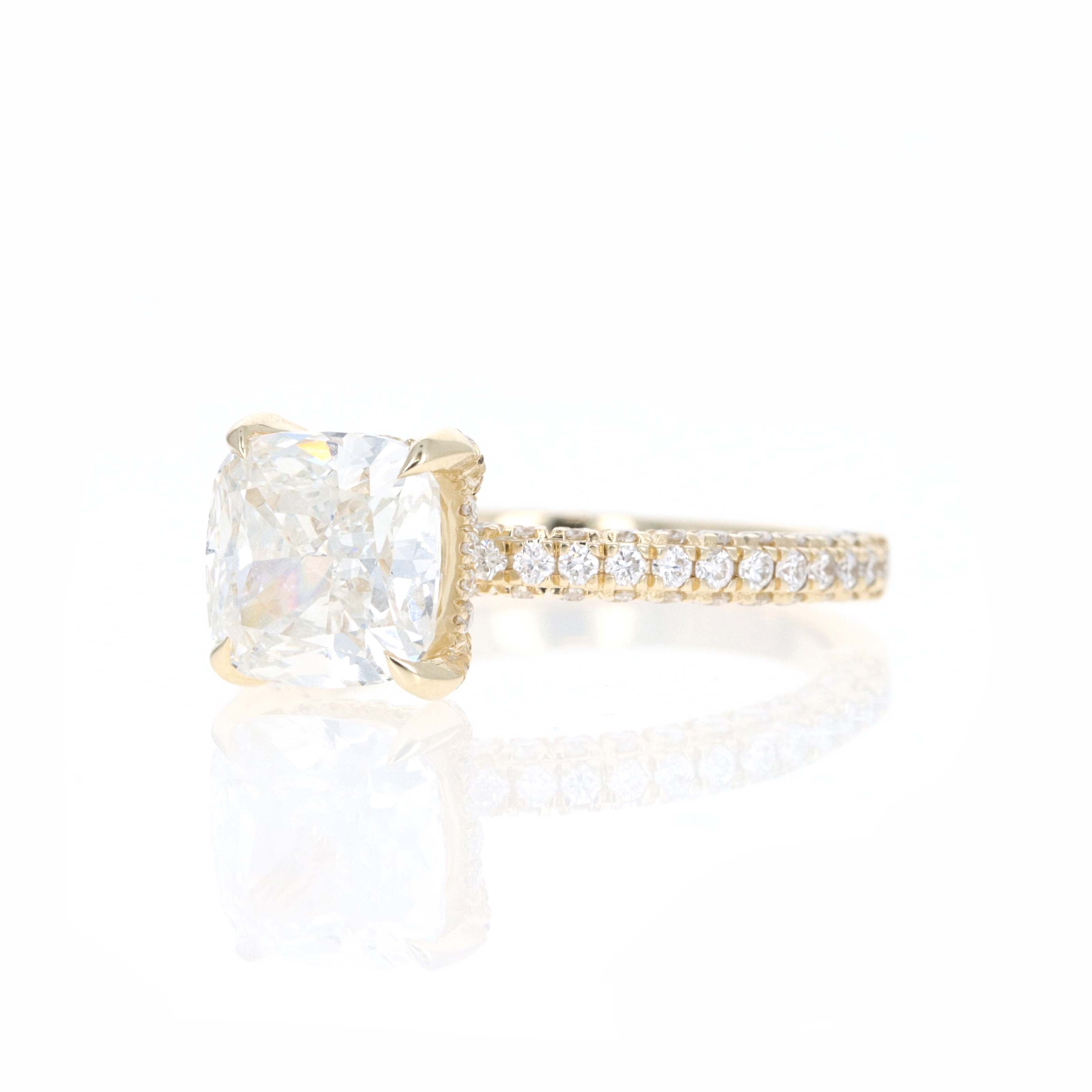 Lab Grown 3 Carat Cushion Diamond Accented Engagement Ring - Queen May