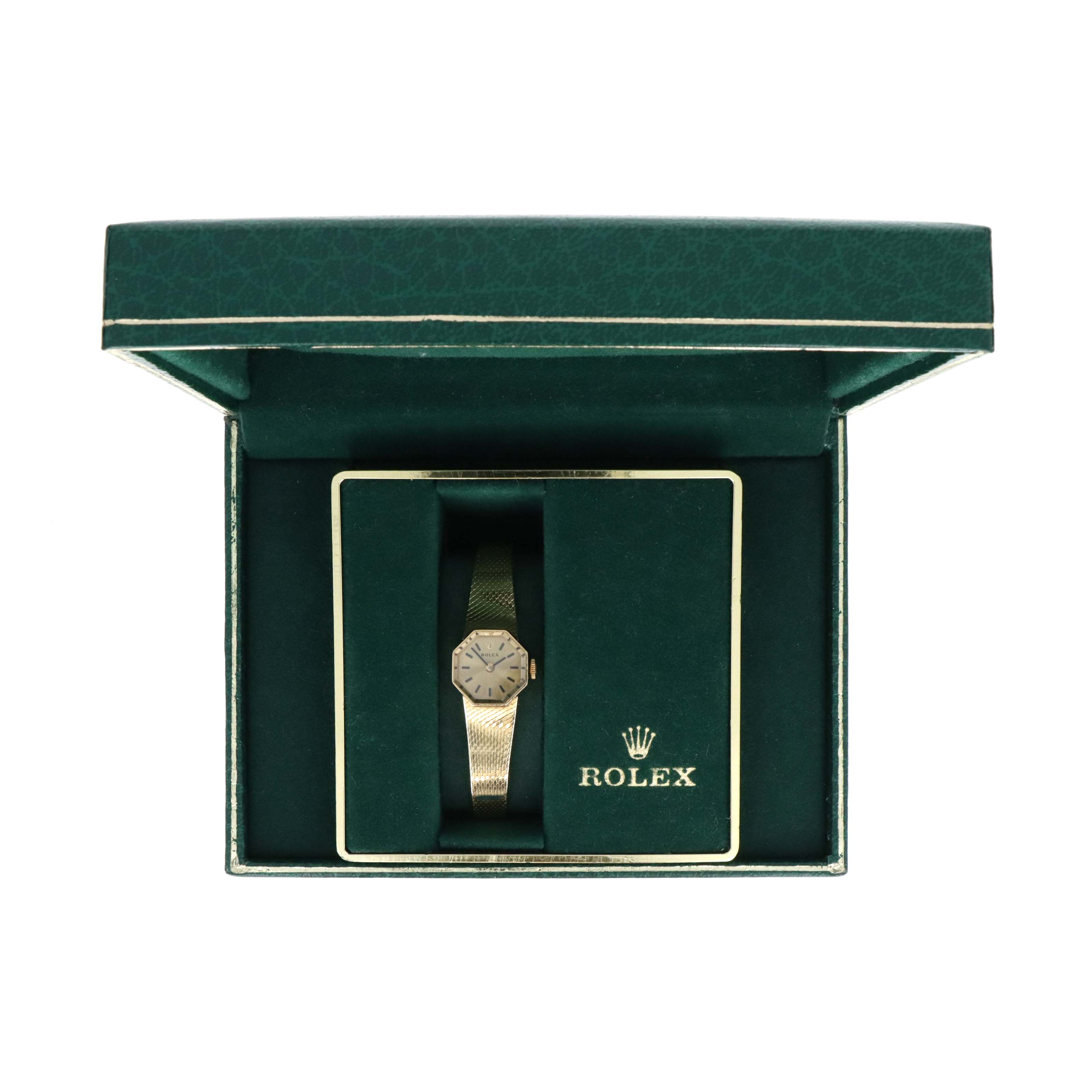 Vintage Rolex 14k Yellow Gold 17mm Octagon Ladies Watch Model 8402 with Box - Queen May