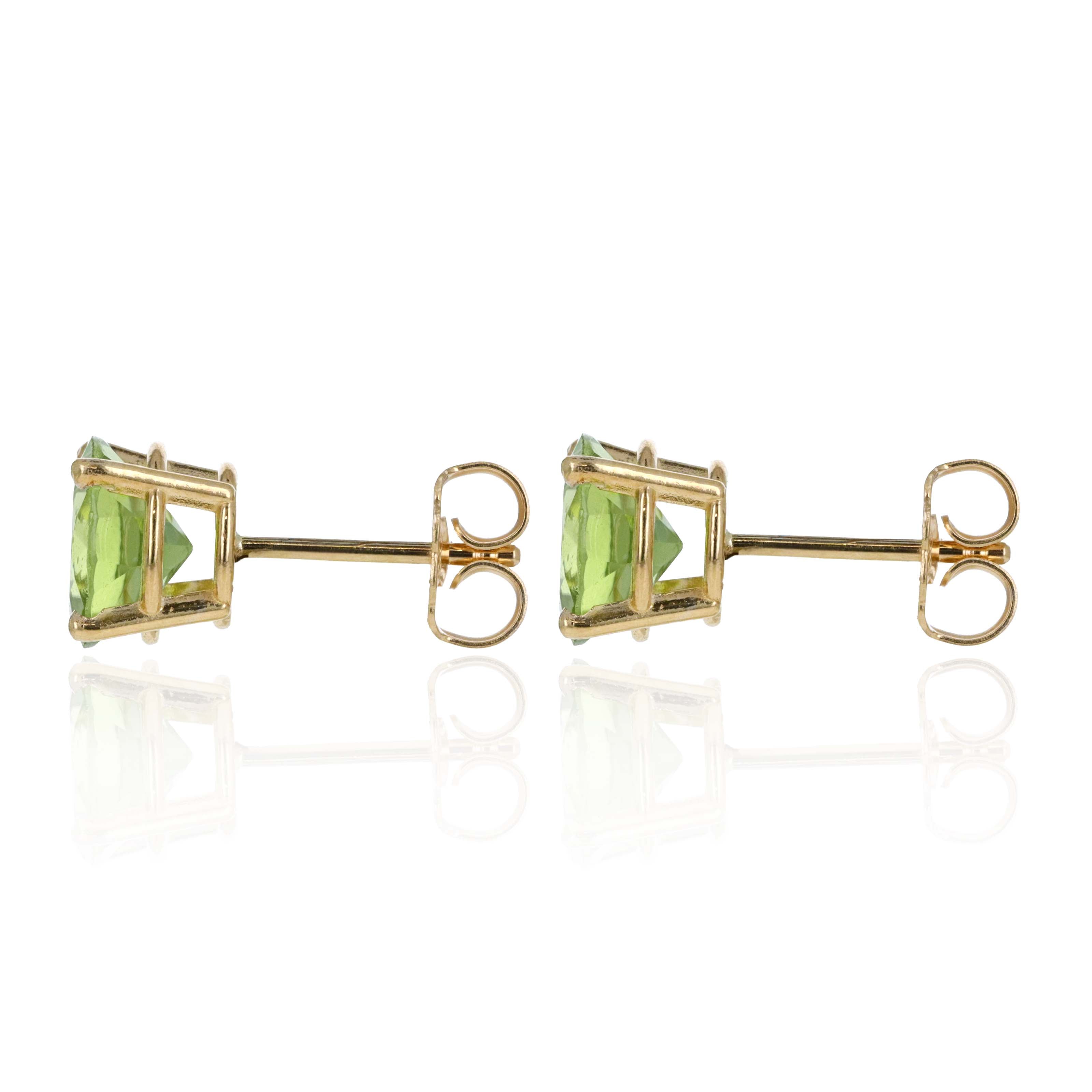 14K Yellow Gold 2.5 Carat Round Peridot Studs - Queen May