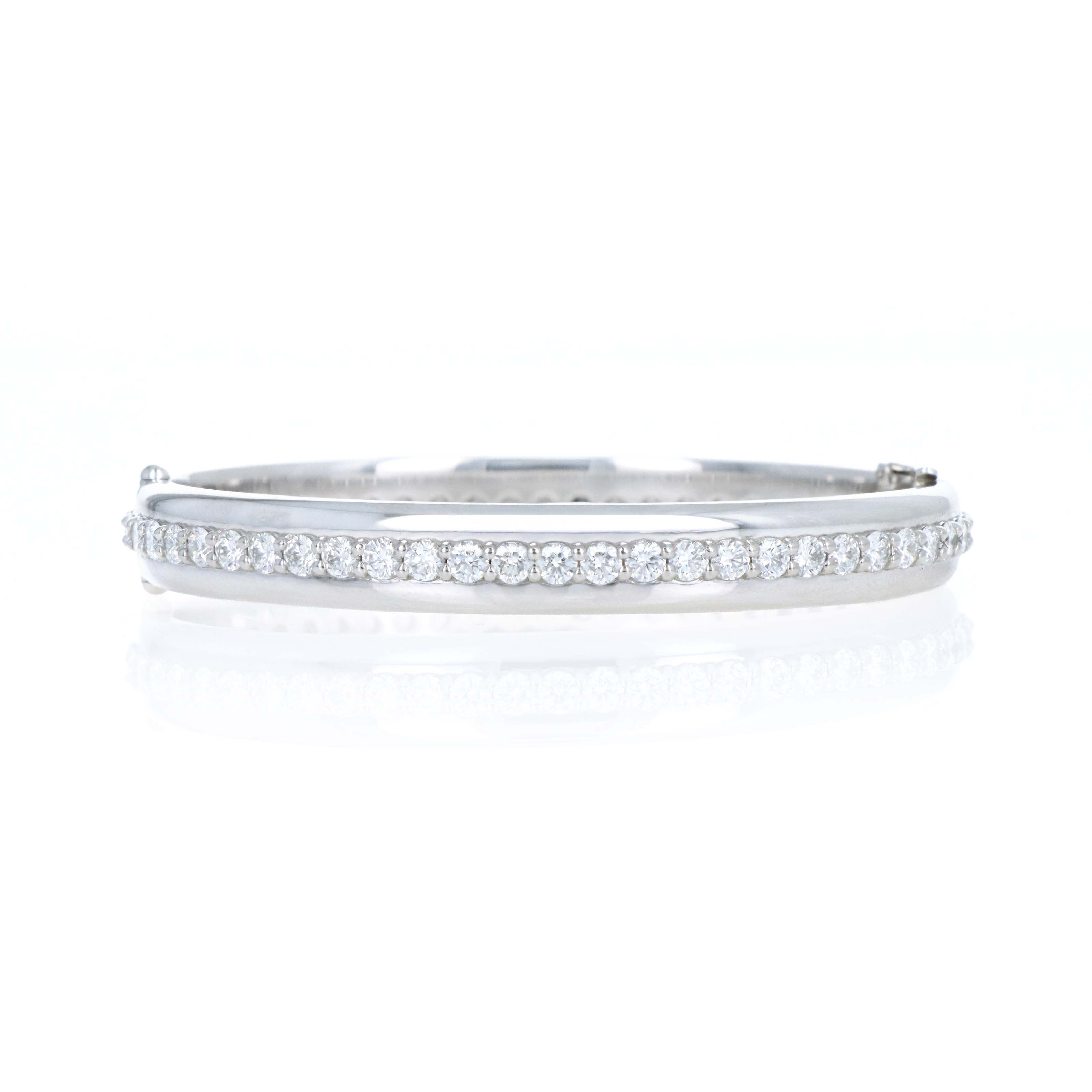 Platinum 5.6 Carat Round Brilliant Diamond Bangle Bracelet