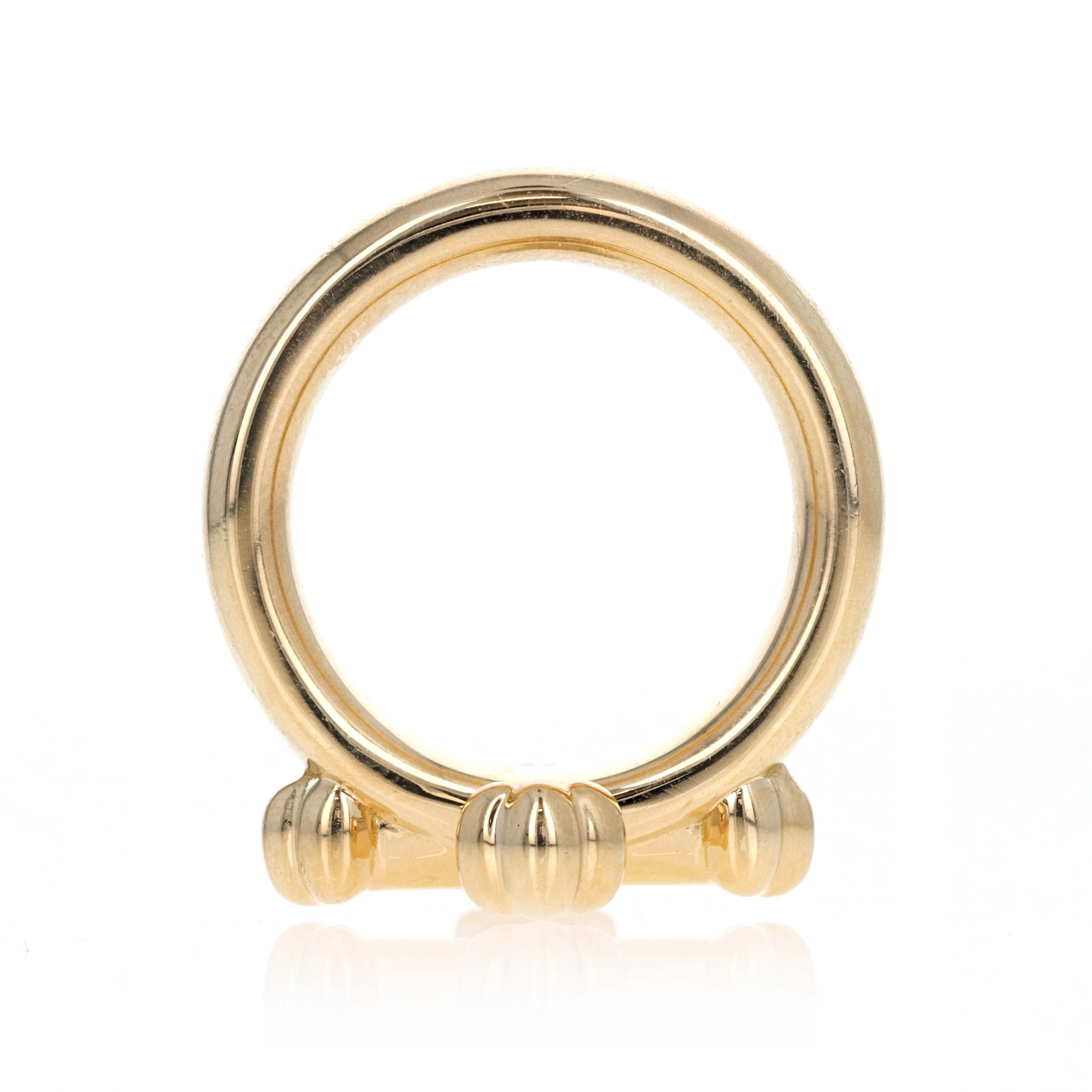 Uniform Object 18K Yellow Gold 0.75 Carat Asscher Diamond Cross Gauge Ring - Queen May