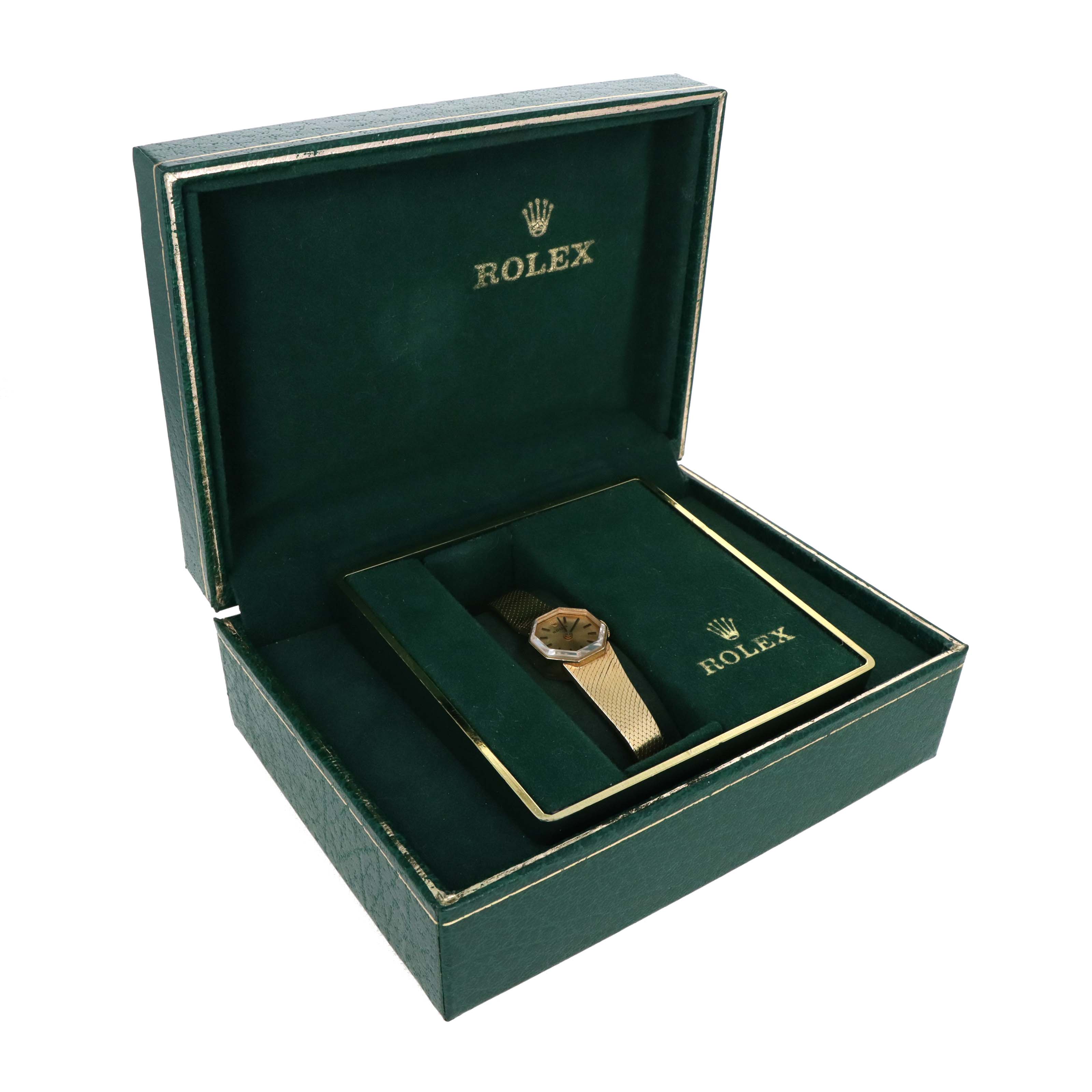Vintage Rolex 14k Yellow Gold 17mm Octagon Ladies Watch Model 8402 with Box - Queen May