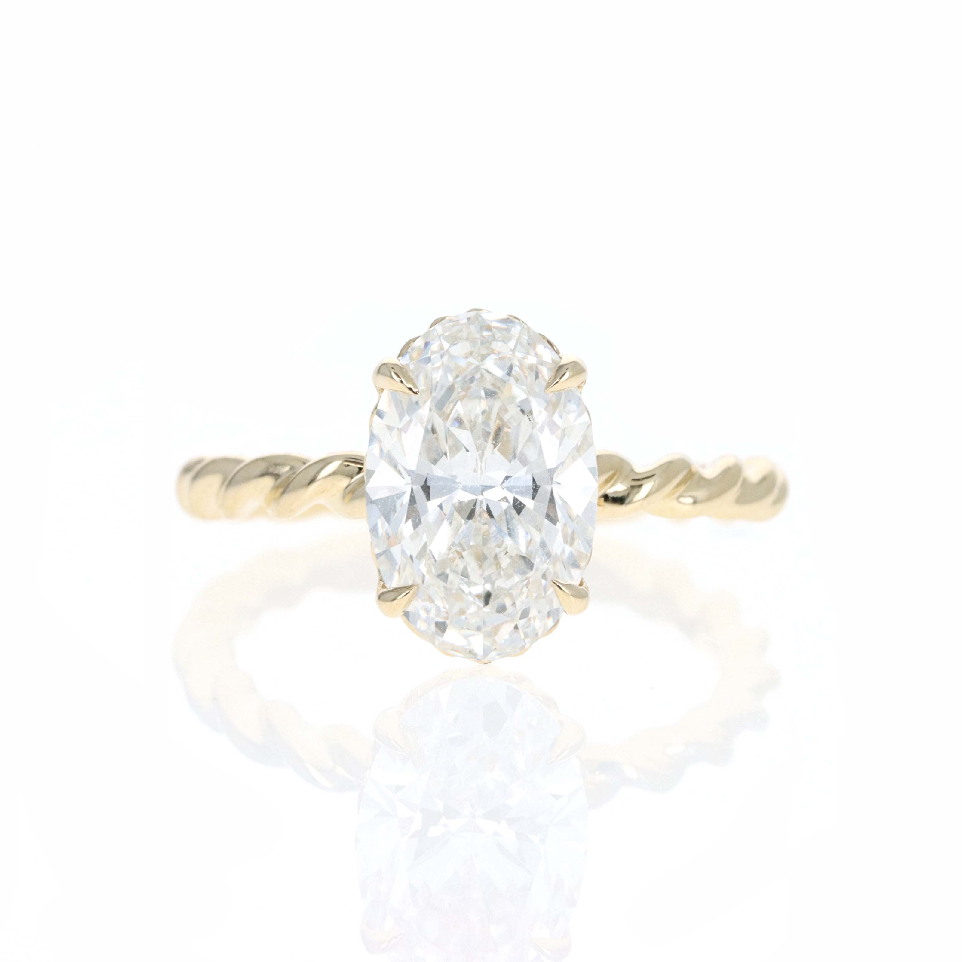 Lab Grown 3 Carat Oval Diamond Braided Engagement Ring - Queen May