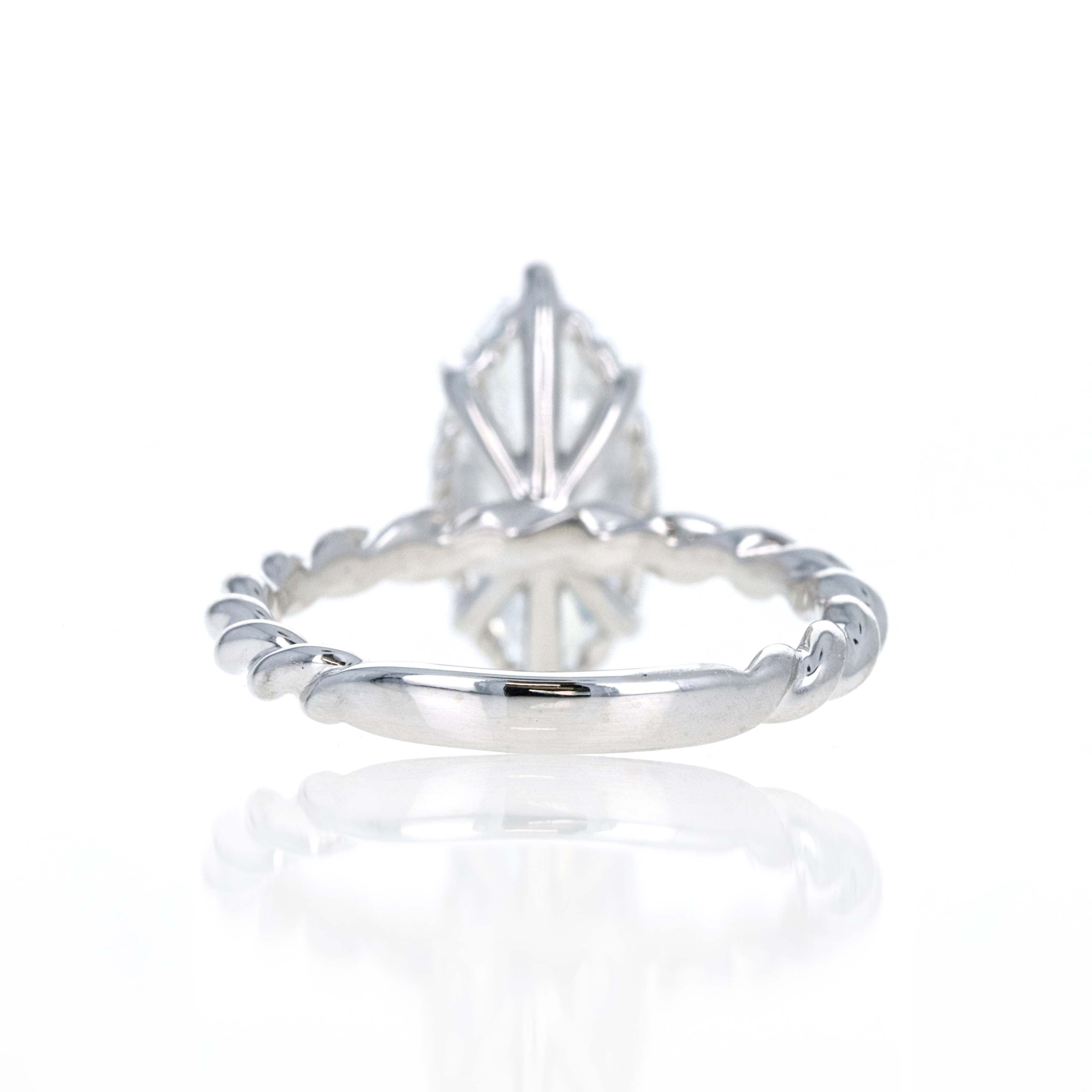 Lab Grown 3 Carat Marquise Diamond Braided Engagement Ring 14K White Gold - Queen May