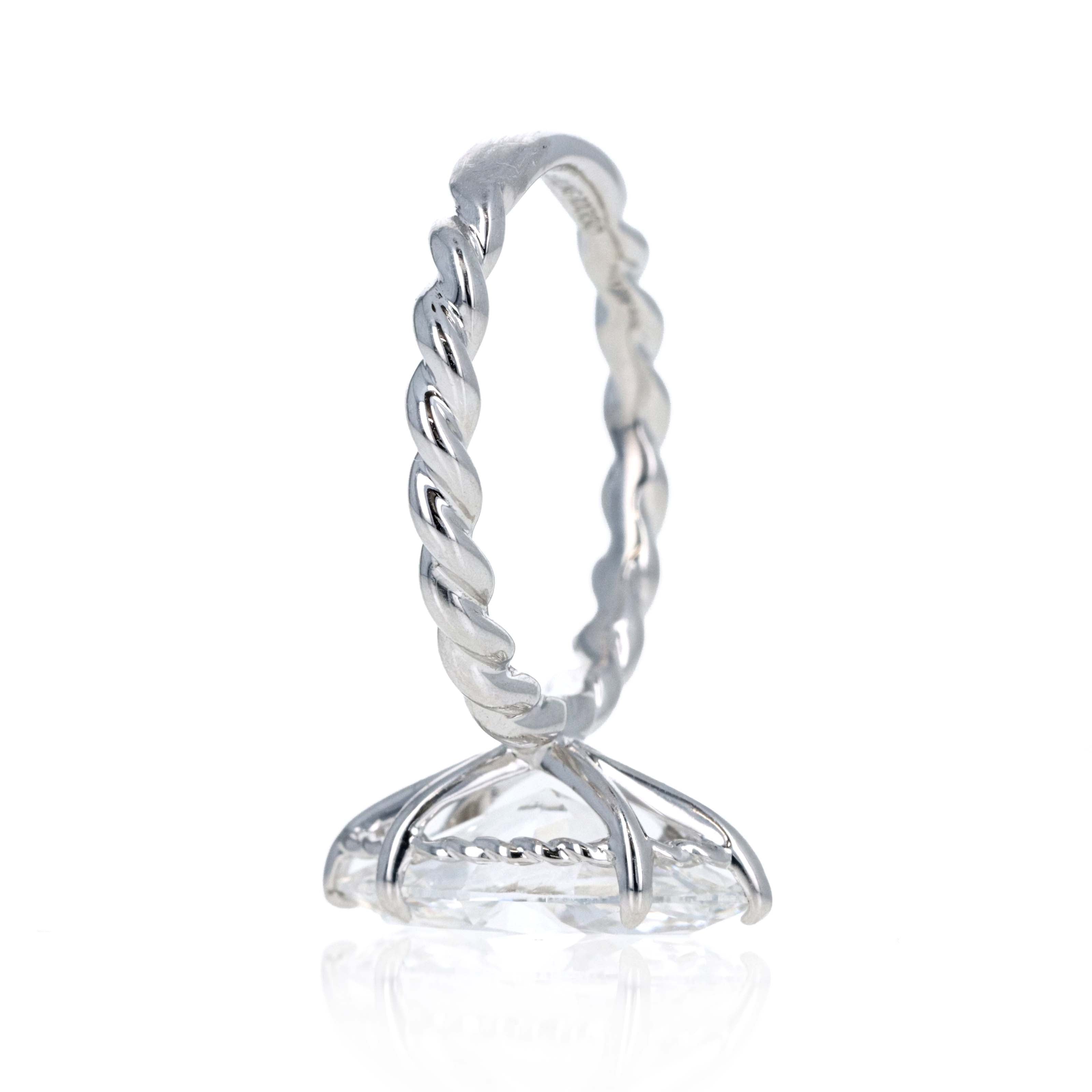 Lab Grown 3 Carat Marquise Diamond Braided Engagement Ring 14K White Gold - Queen May