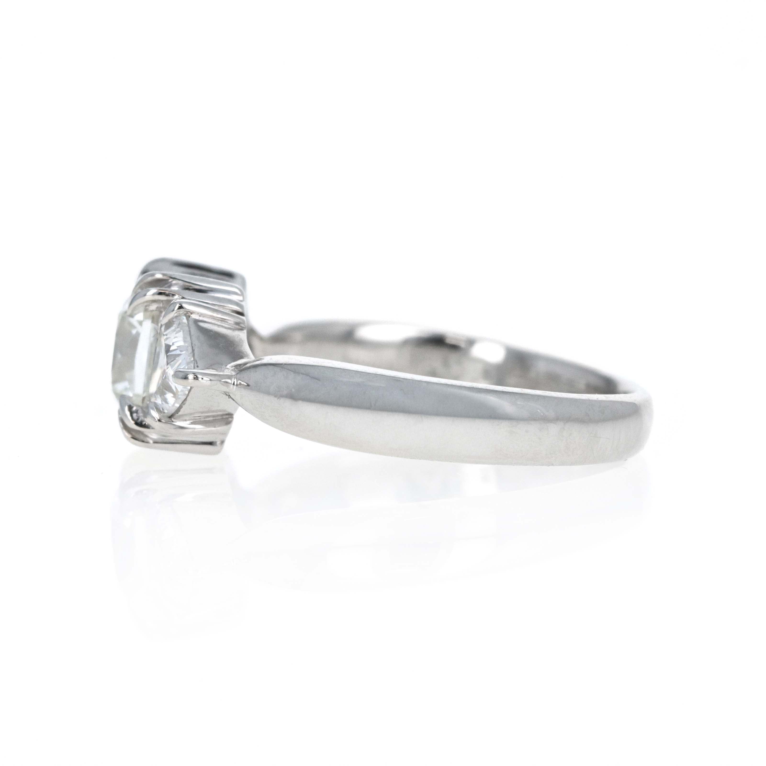 Platinum 1.05 Carat Radiant Diamond Trillion Three Stone Engagement Ring - Queen May