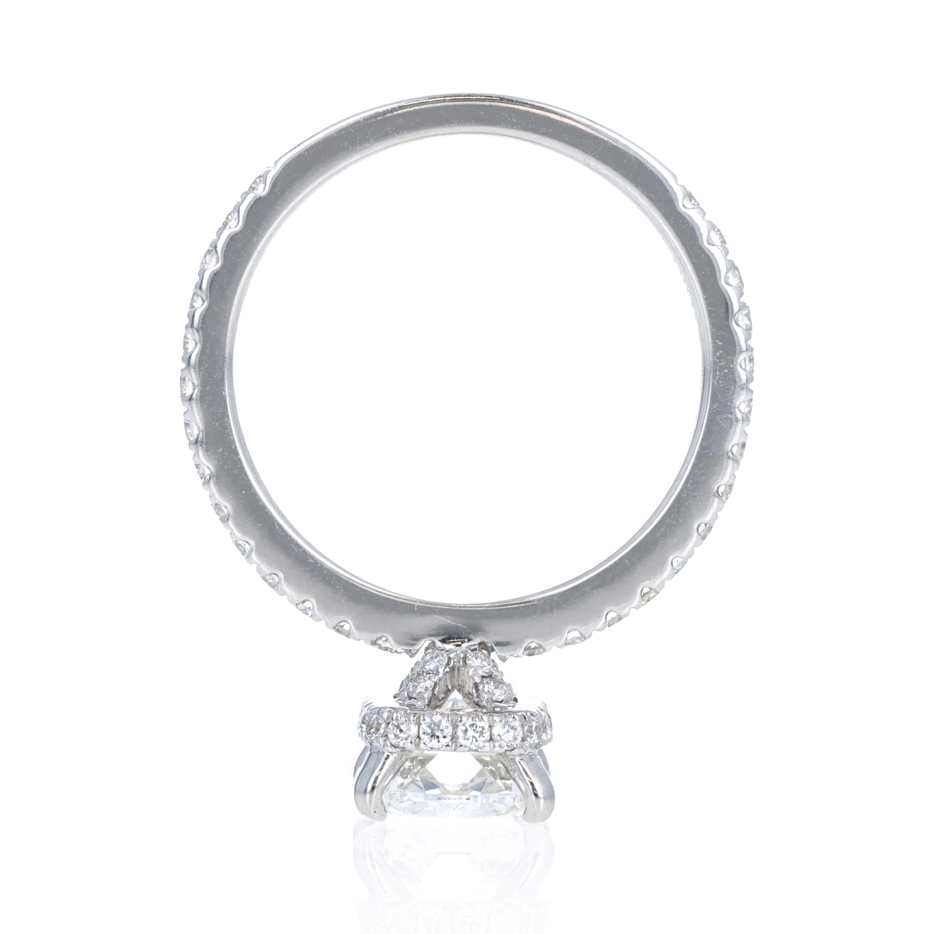 Lab Grown 2.5 Carat Cushion Diamond Accented Engagement Ring 14K White Gold - Queen May