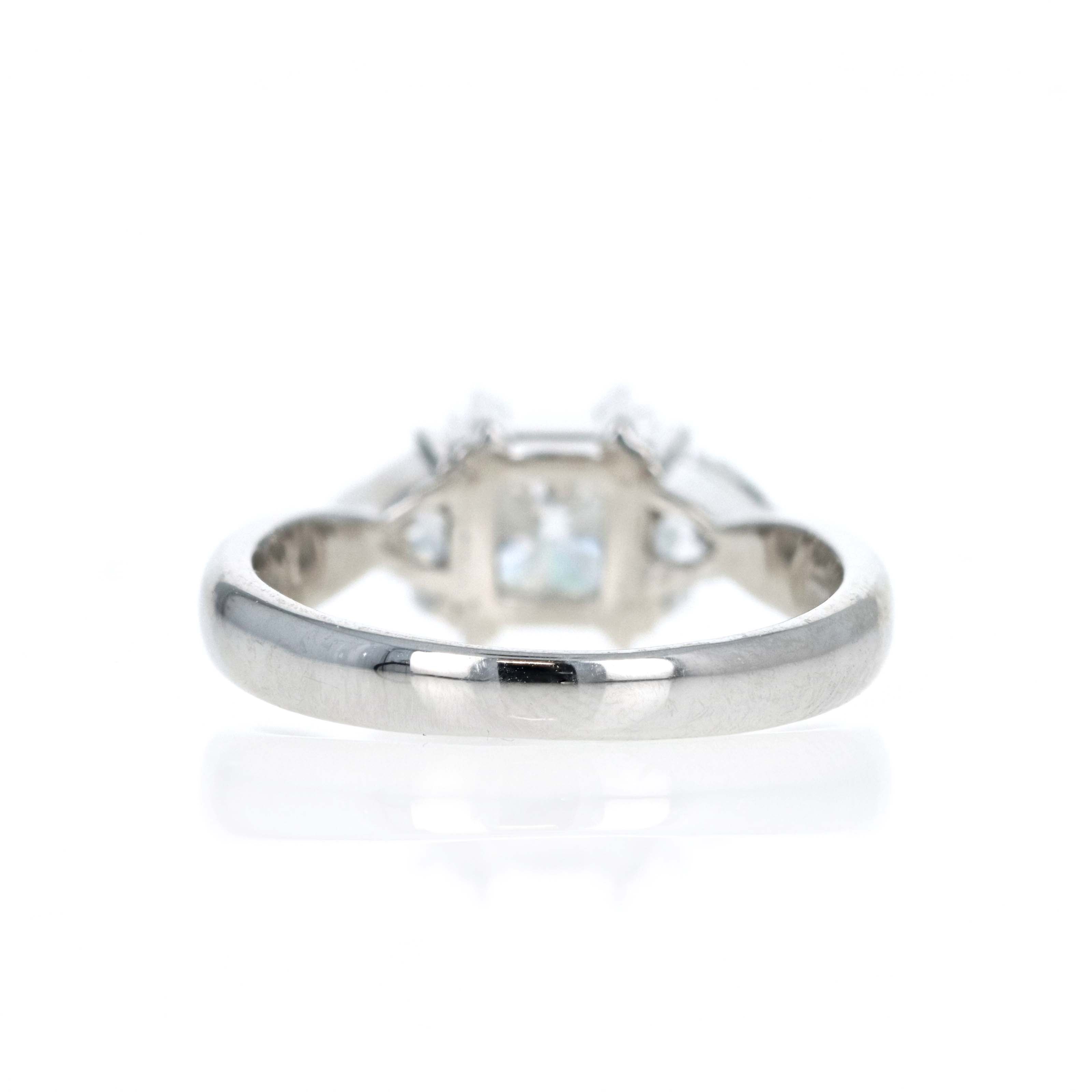 Platinum 1.05 Carat Radiant Diamond Trillion Three Stone Engagement Ring - Queen May