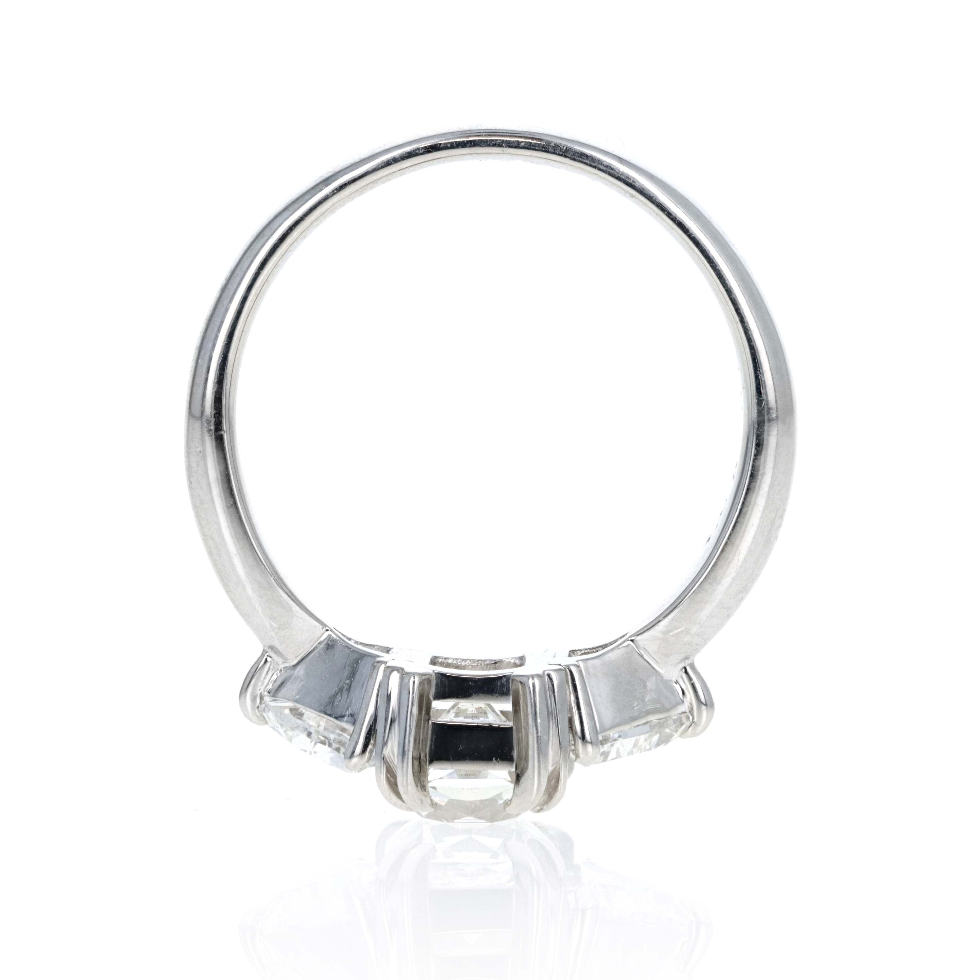 Platinum 1.05 Carat Radiant Diamond Trillion Three Stone Engagement Ring - Queen May