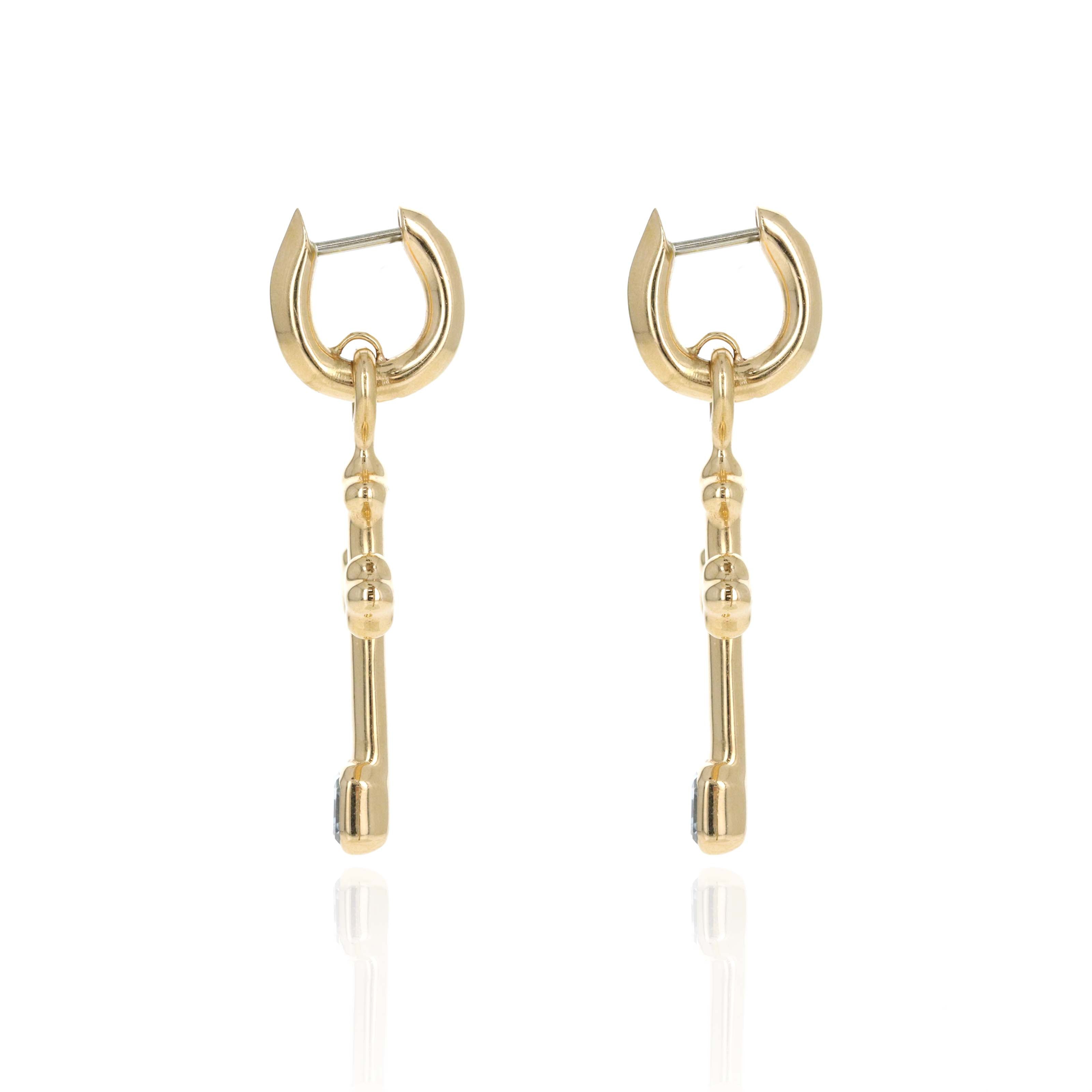 Uniform Object 18K Yellow Gold 0.72 Carat Asscher Diamond Cross Carriage Huggie Earrings - Queen May