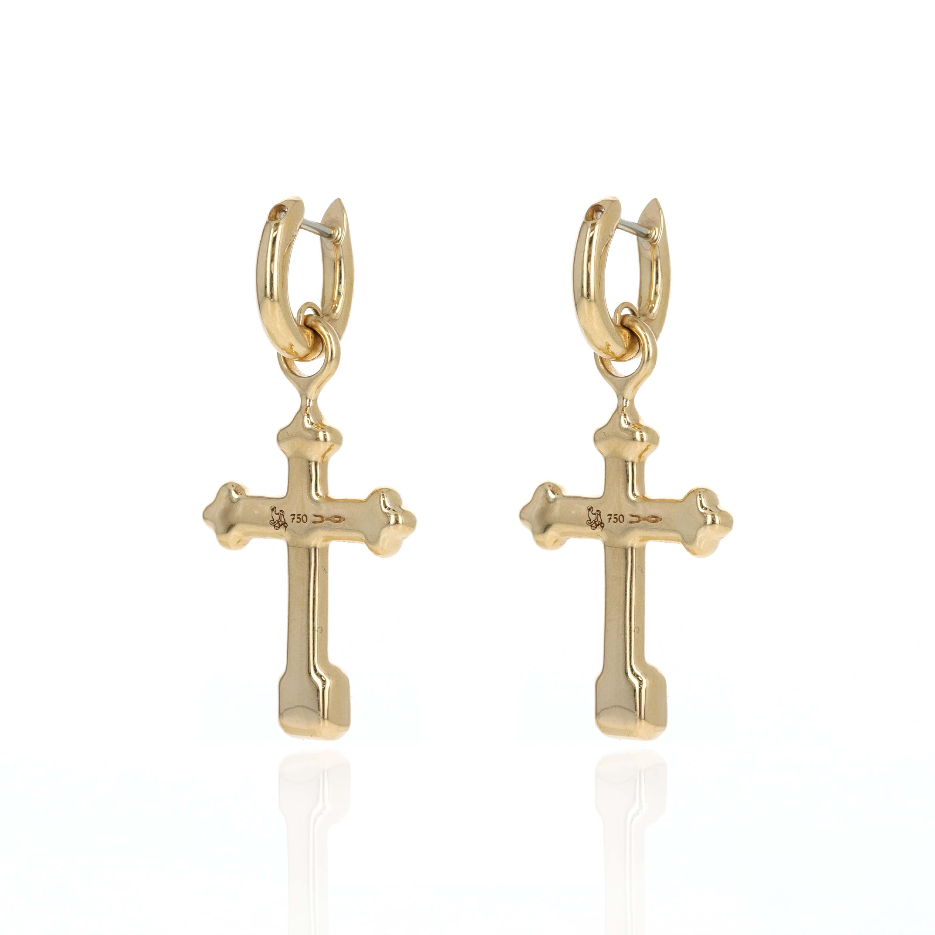 Uniform Object 18K Yellow Gold 0.72 Carat Asscher Diamond Cross Carriage Huggie Earrings - Queen May