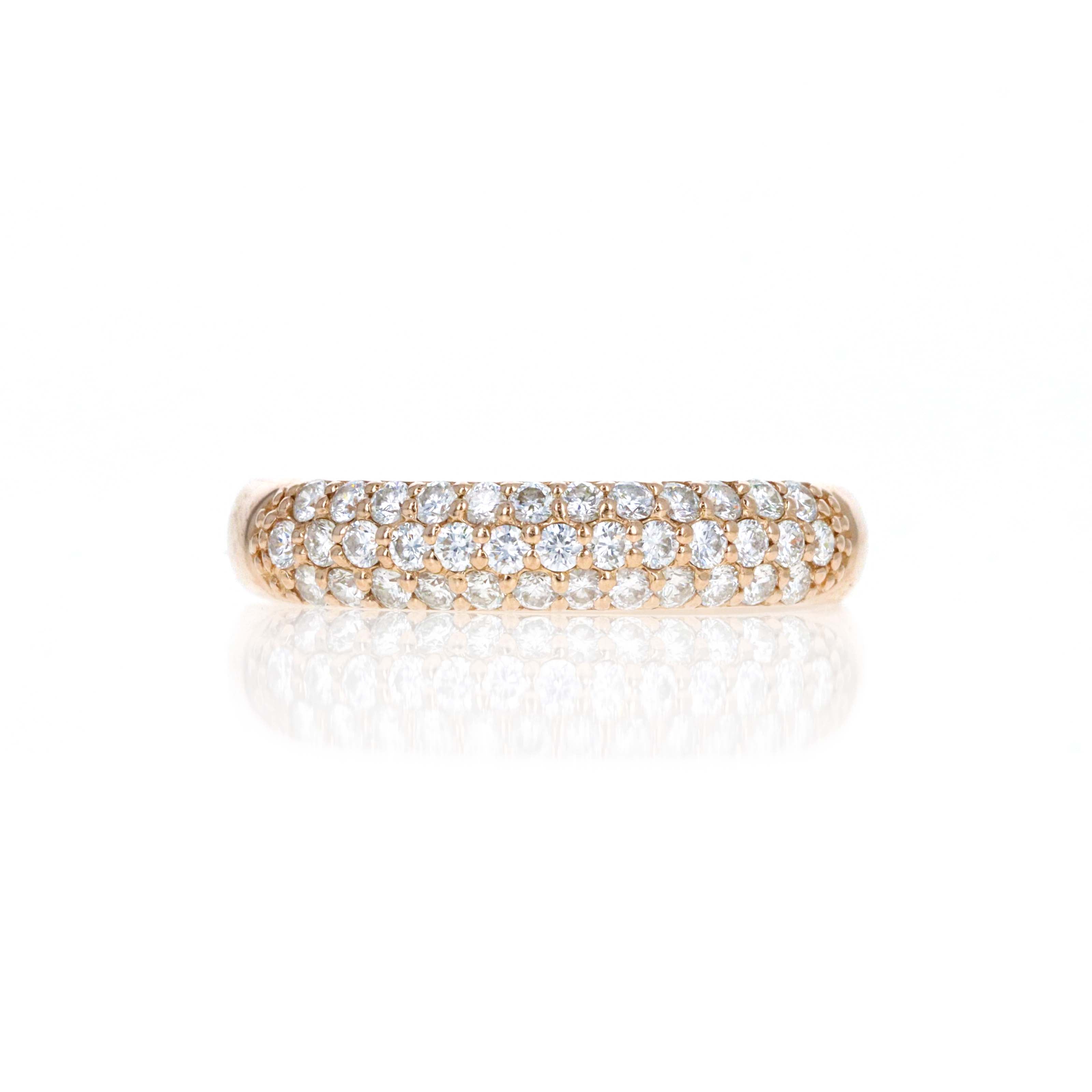 Ponte Vecchio 18K Rose Gold 0.40 Carat Round Brilliant Diamond Pavé Ring - Queen May