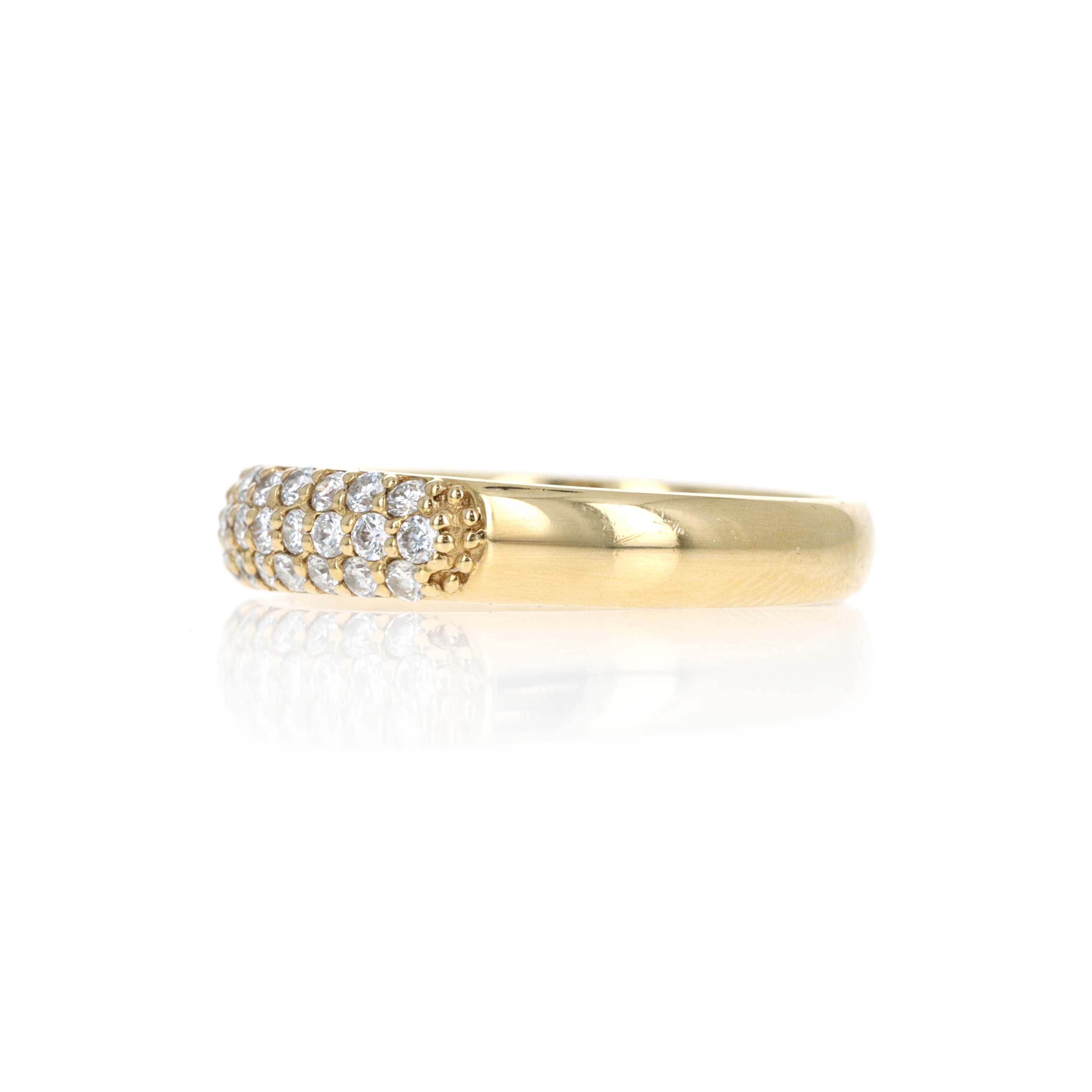 Ponte Vecchio 18K Yellow Gold 0.40 Carat Round Brilliant Diamond Pavé Ring - Queen May