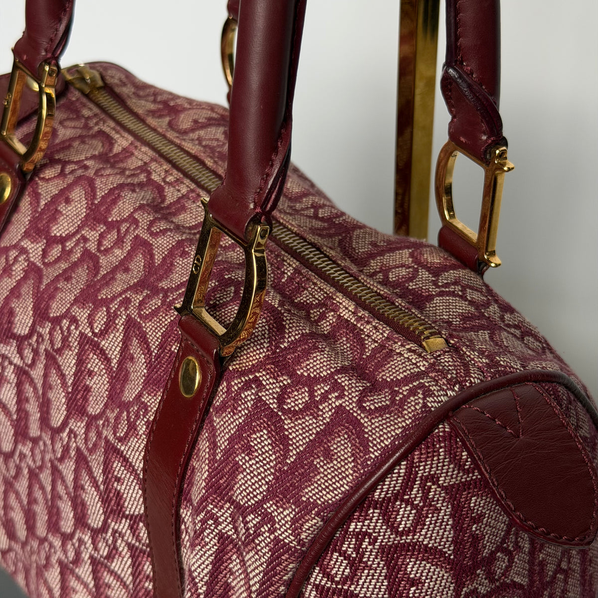 Christian Dior Monogram Boston Bag Red