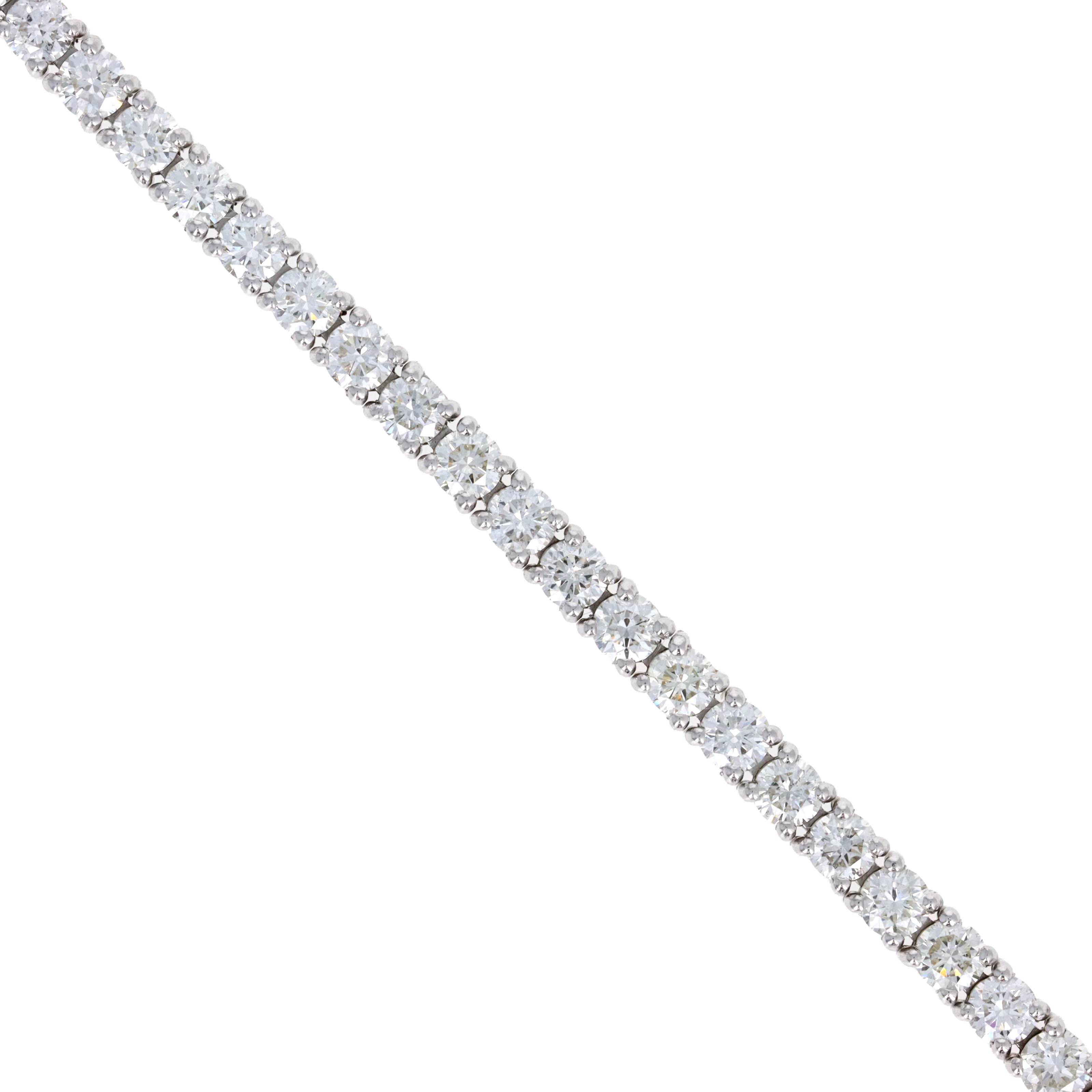 14K White Gold 5.15 Carat Round Diamond Tennis Bracelet