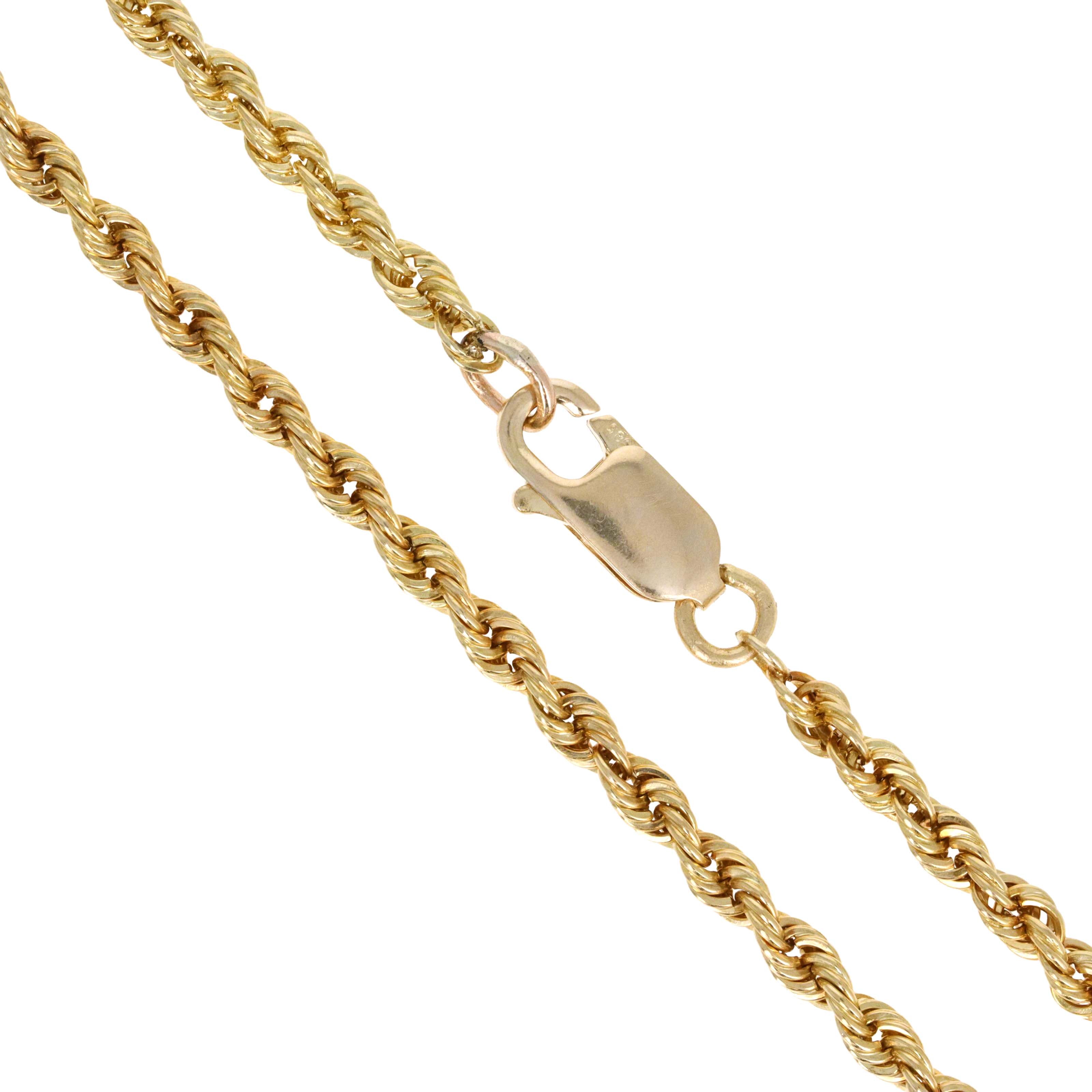 14K Yellow Gold 2.6mm Rope Chain Bracelet - Queen May
