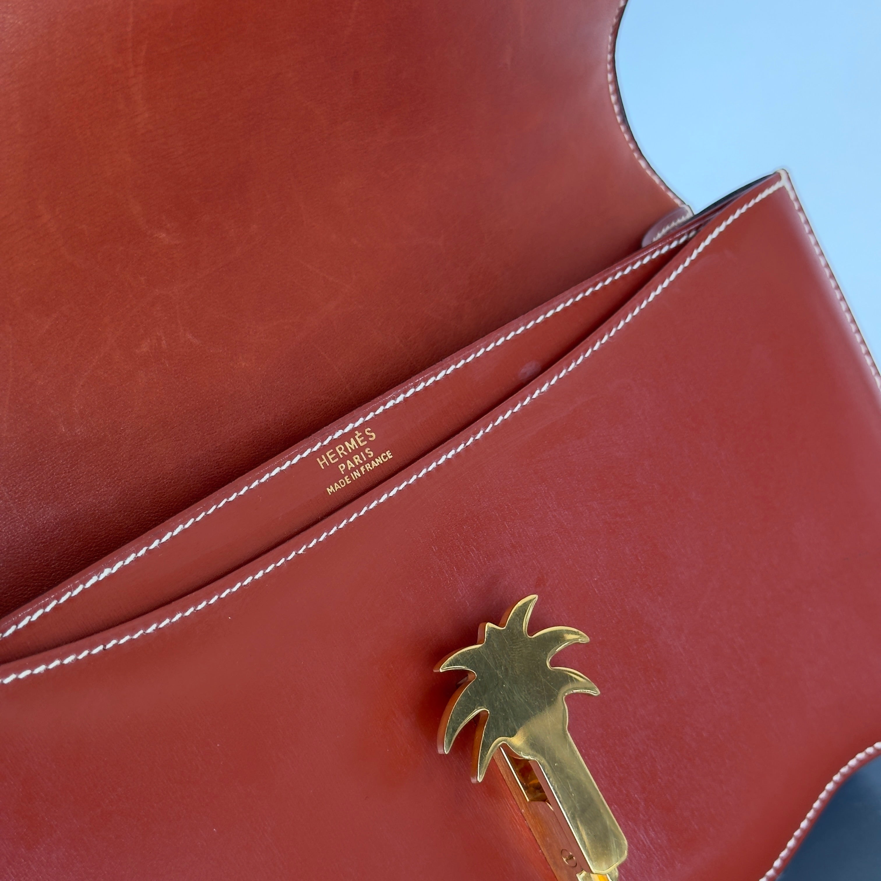 Hermes Rare 1988 Palm Tree Shoulder Bag