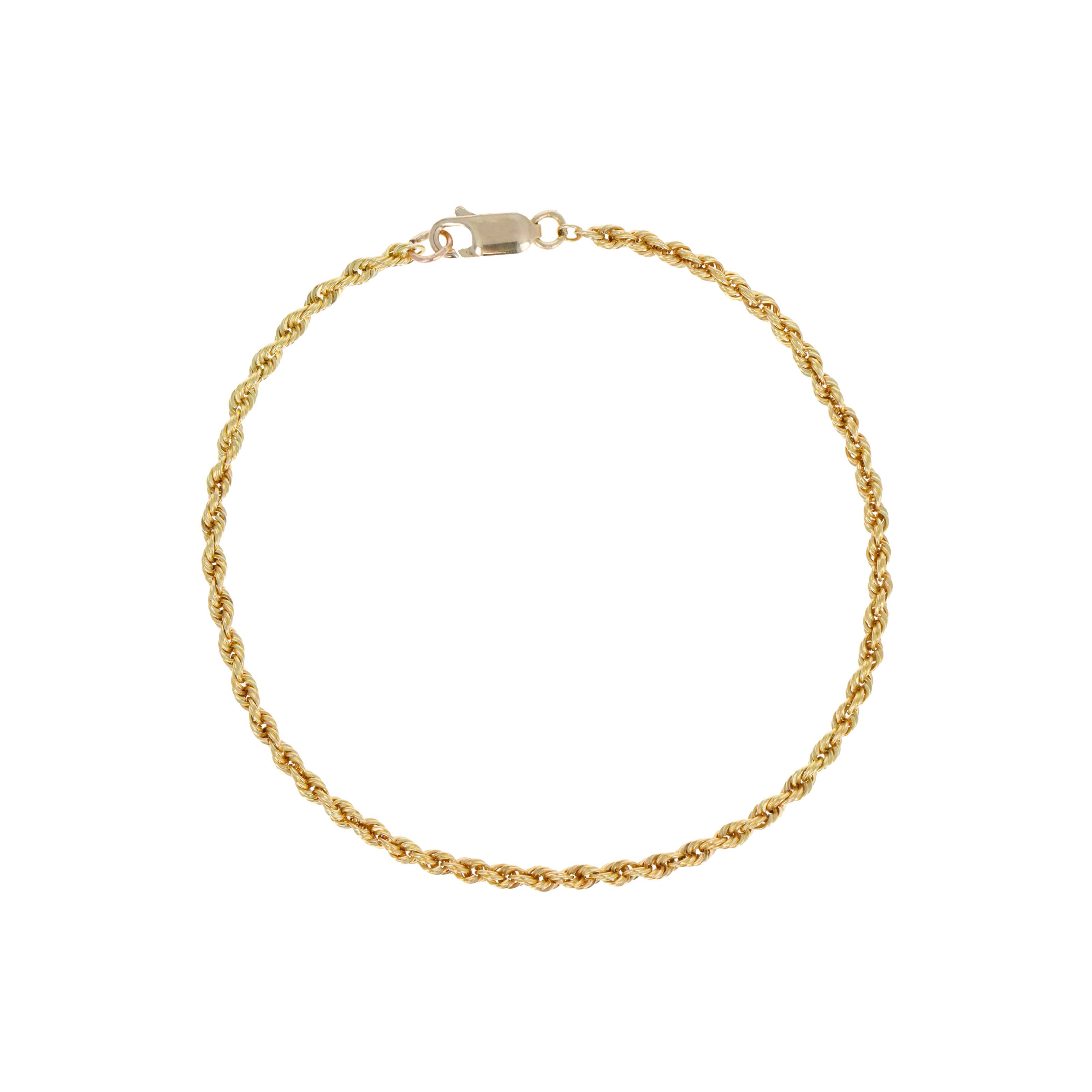 14K Yellow Gold 2.6mm Rope Chain Bracelet - Queen May