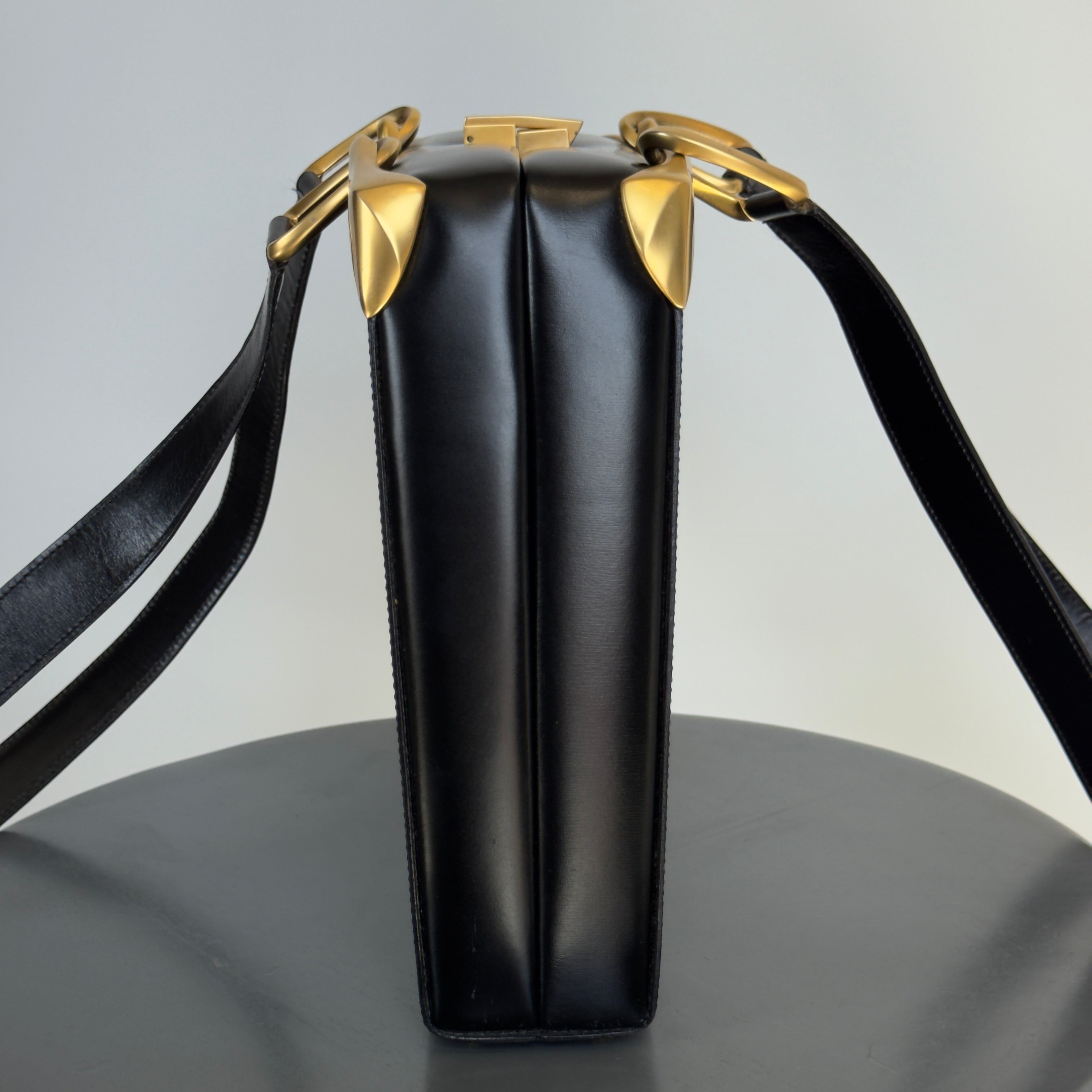 Celine Leather Shoulder Bag Matte Black - Queen May